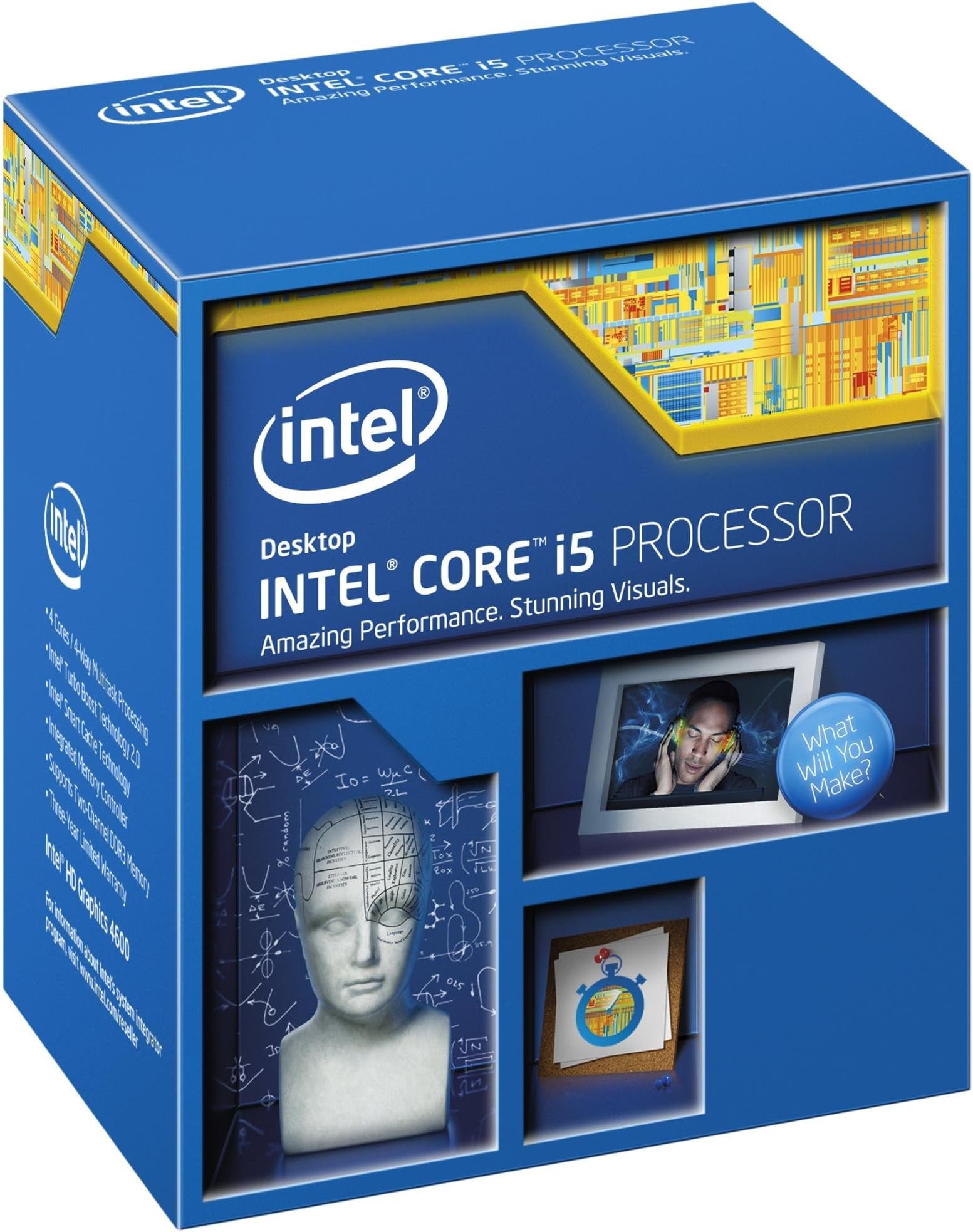 Intel Core i5 4430 Quad Core Retail CPU (Socket 1150, 3.00GHz, 6MB, Haswell, 84W, Intel Graphics, BX80646I54430, 4th Generation Intel Core, Turbo Boost Technology 2.0)