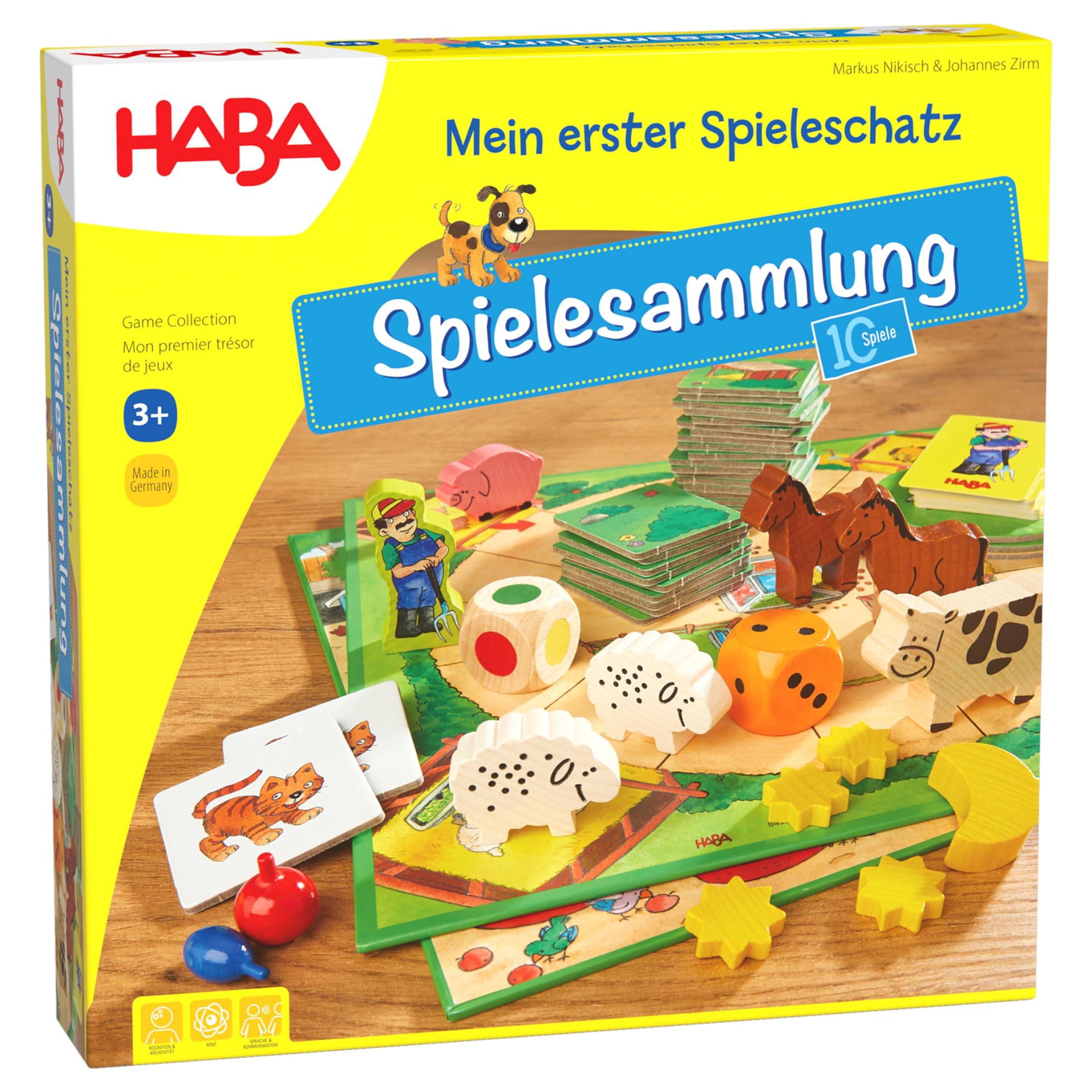 HABA Mein erster Spieleschatz - Große Spielesammlung für Kinder ab 3 Jahren – 10 Klassische Spiele: Memory, Lauf- & Farbspiele – 1004278001
