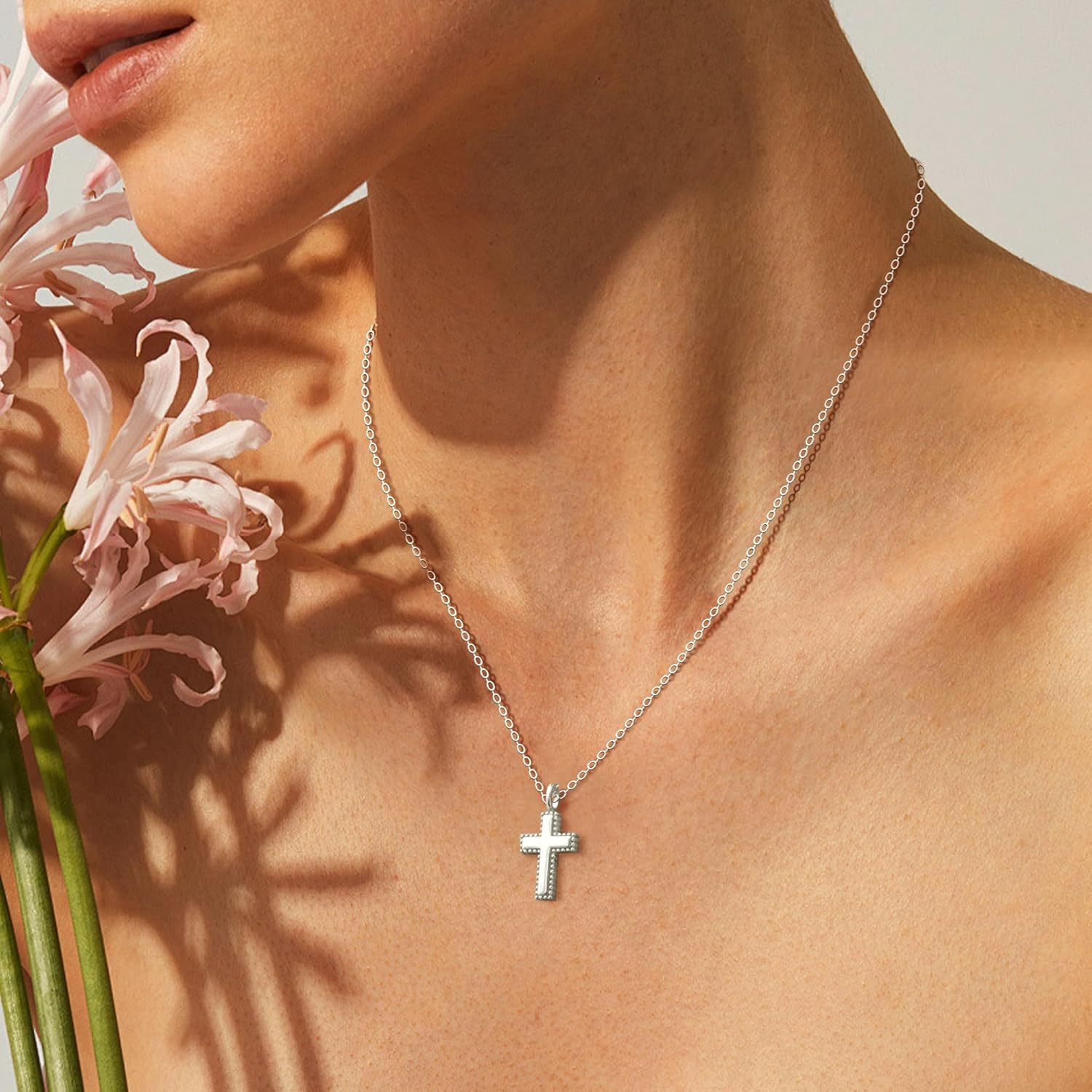 925 Sterling Silver Small Cross Necklace for Girls - Mini Faith Cross Chain Necklaces for Kids Small Dainty Pendant Jewelry Gifts for Teenager, Easter First Communion Baptism Birthday - Image 3
