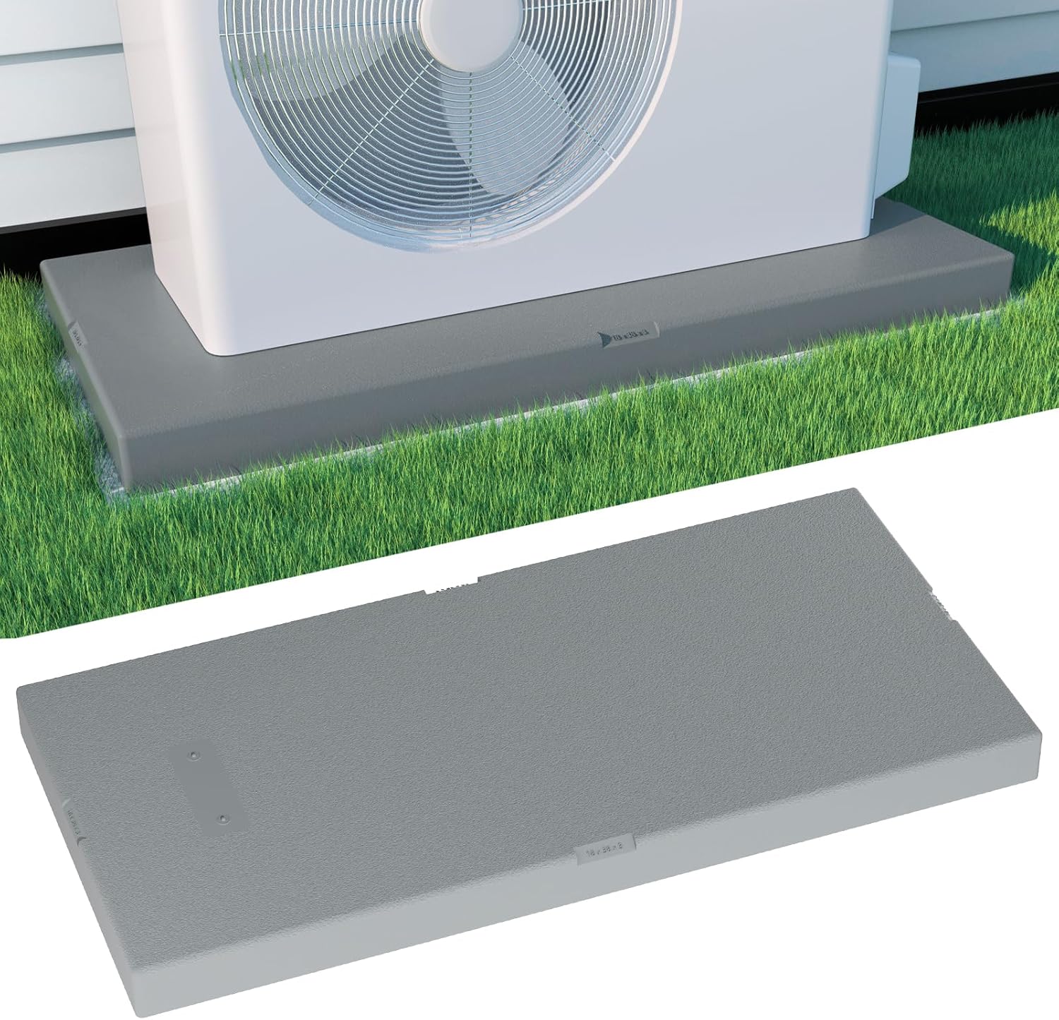 Mini Split Pad for Condenser: Ground Base for Air Conditioner Outdoor Condenser Units, Plastic Equipment Pad for Ductless Minisplit Heat Pump Systems HAVC, Gra, 38'' x 18'' x 3''