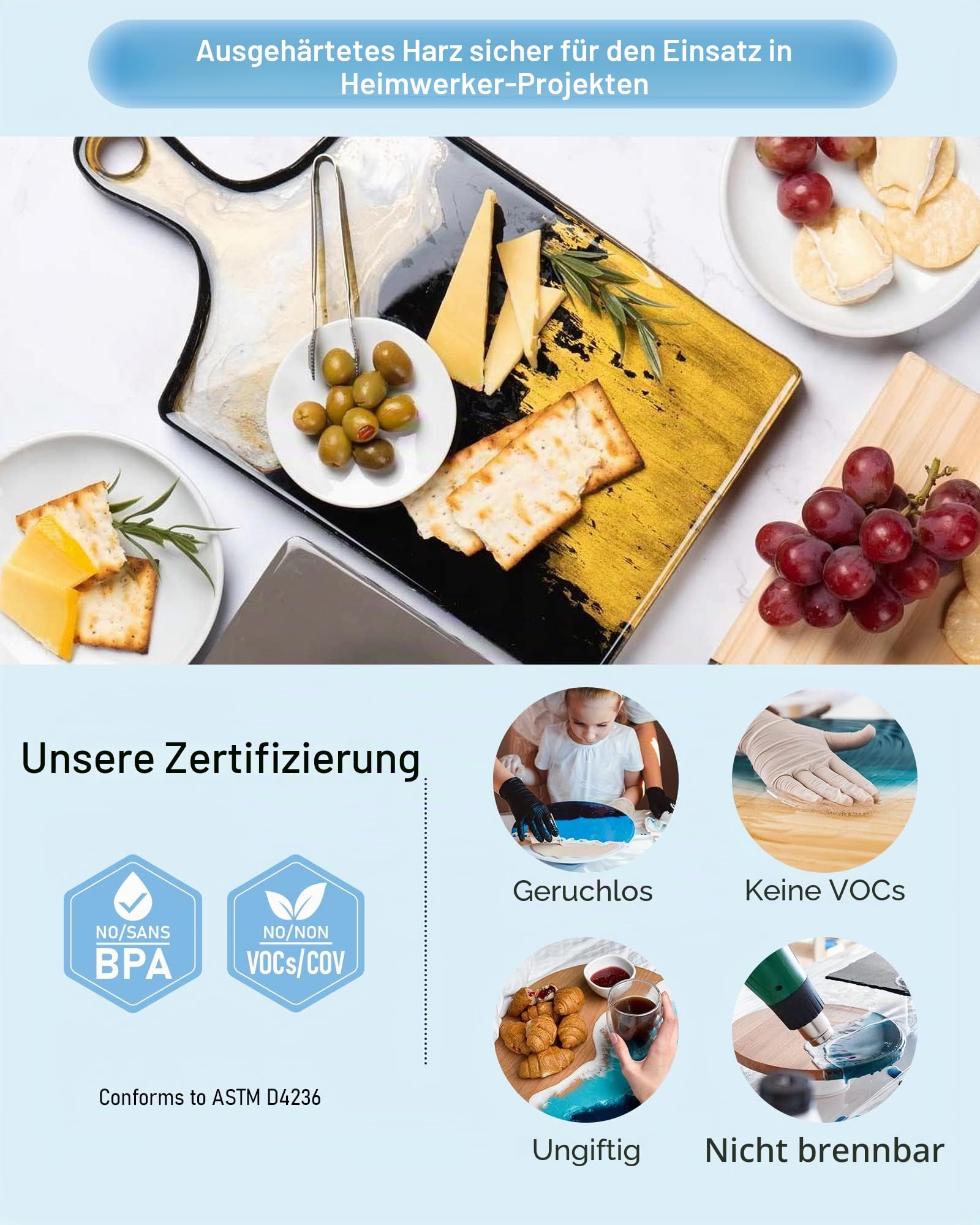 Nicpro 5760 ml/ 192 oz Kristallklares Epoxidharz, Harz Gießen Set für Basteltischplatten, Schmuckherstellung, Formen mit 24 Glimmerpulver, Messbecher und mehr