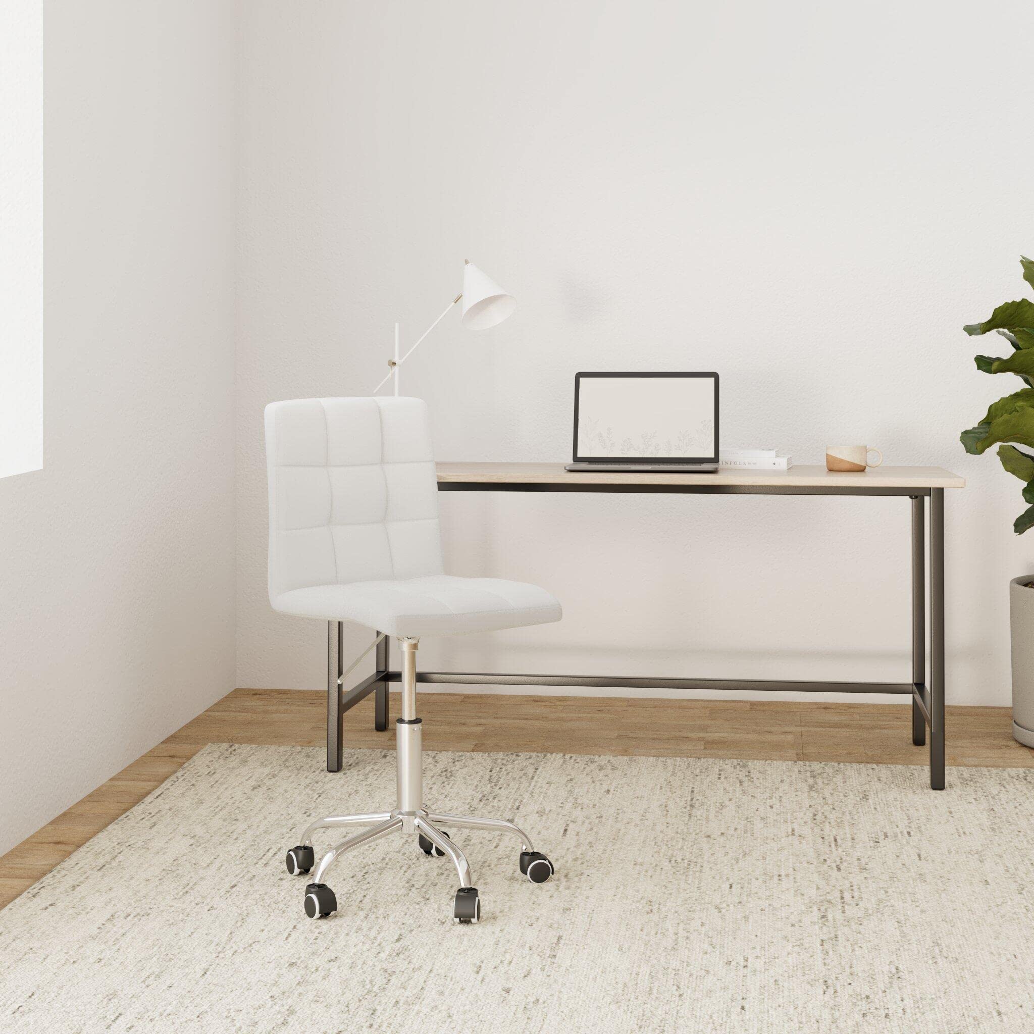 BELTOM® Silla giratoria de Altura con Ruedas Ajustable para Escritorio de Oficina, Estudio de PC - Blanco