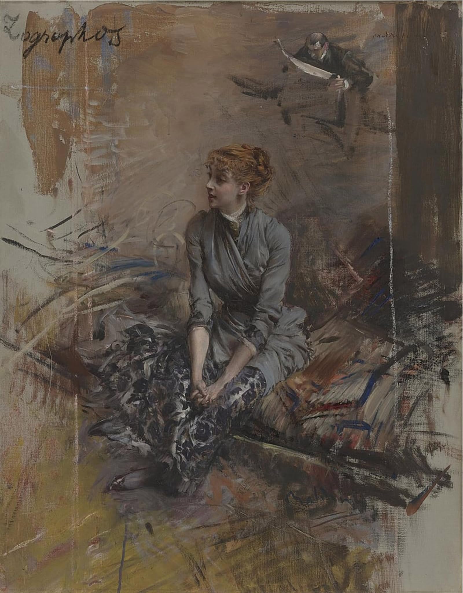 ARTXLXXBN Famous Painting Canvas Artwork Graffiti Print Portrait of the Actress Gabrielle Réjane by Giovann Portrait Canvas Image for Home Decor 60x90cm