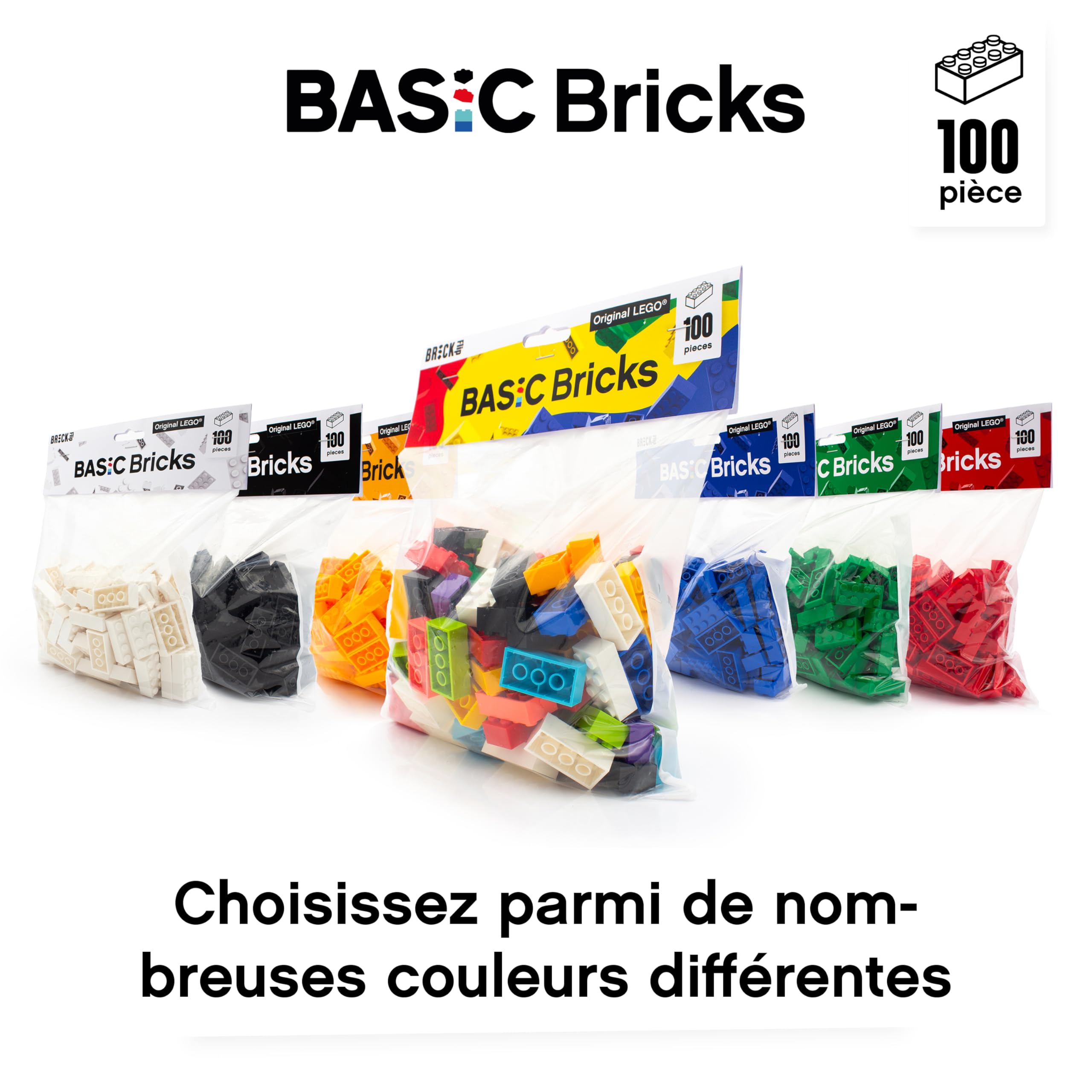 Lego Briques Vrac 2x4 Multicolore, 100 Pièces - Briques Lego Vrac Classic, Caisse Blocs Vrac à partir de 4 | Basic Bricks (3001)
