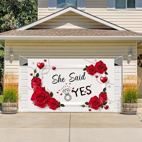 Miniatura 6 de Labakita She Said Yes - Telón de fondo para sesión de fotos, cartel de fondo de fiesta de compromiso, despedida de soltera, suministros de