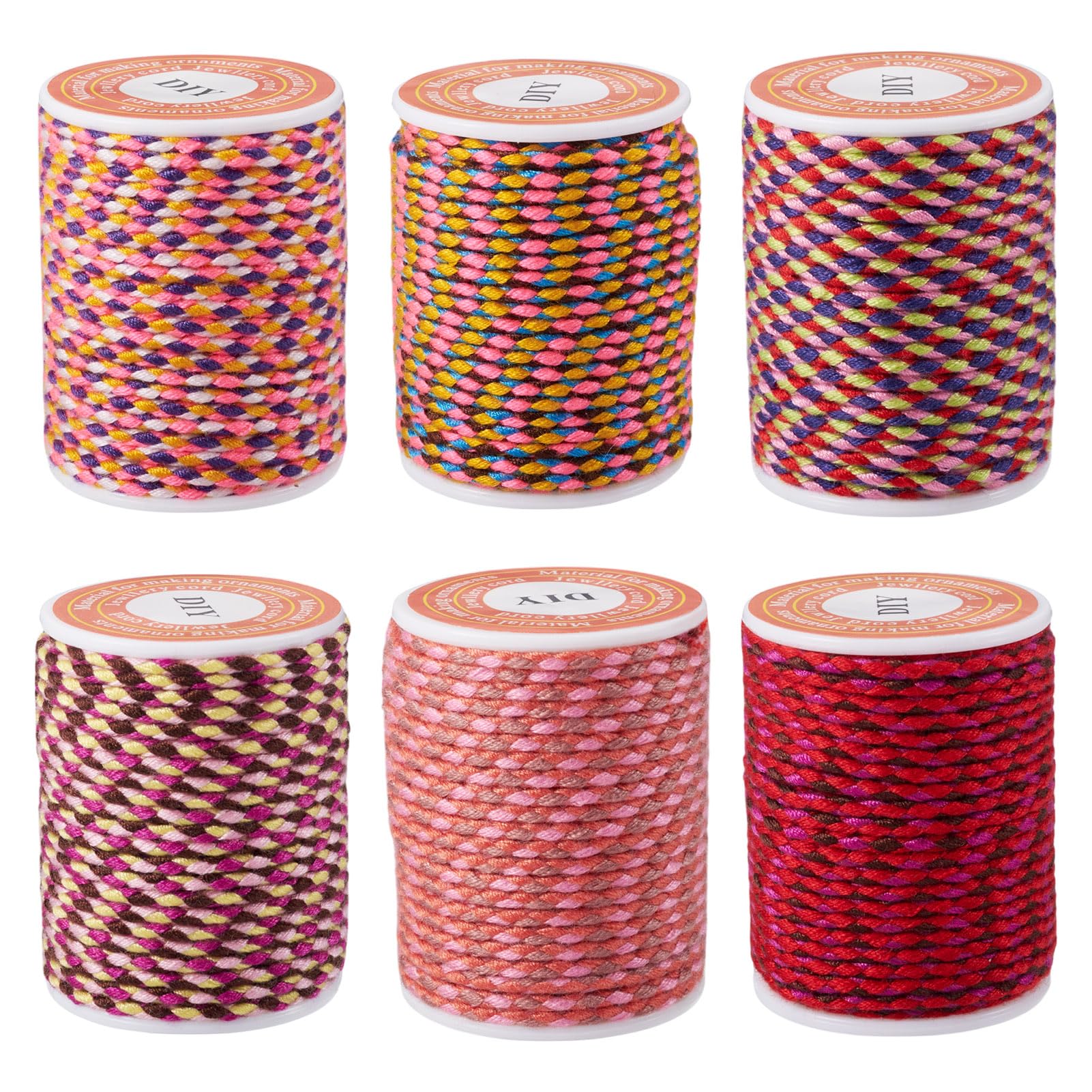 Cordón de macramé colorido Beadthoven de 1.5 mm, hilo resistente con detalles metálicos