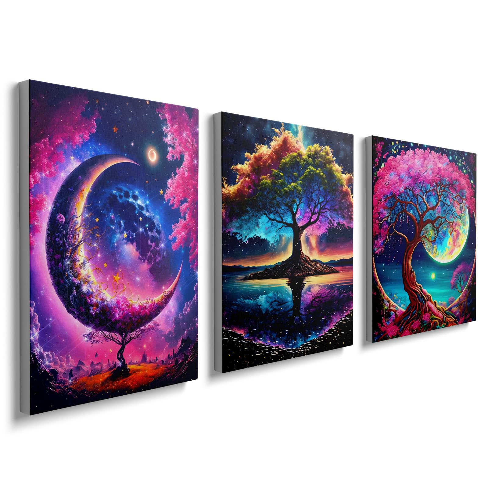 prinfantasy Abstract Wall Art Canvas Frame - 3 Pieces Colorful Prints Poster Modern Artwork YH1103, H0113, 16 x 12 inch - 40 x 30 cm
