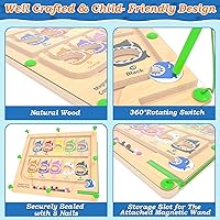 Vista 5 de Laberinto magnético de color y número, juguetes Montessori de conteo y emparejamiento, tablero de juego de laberinto magnético de madera, juguetes
