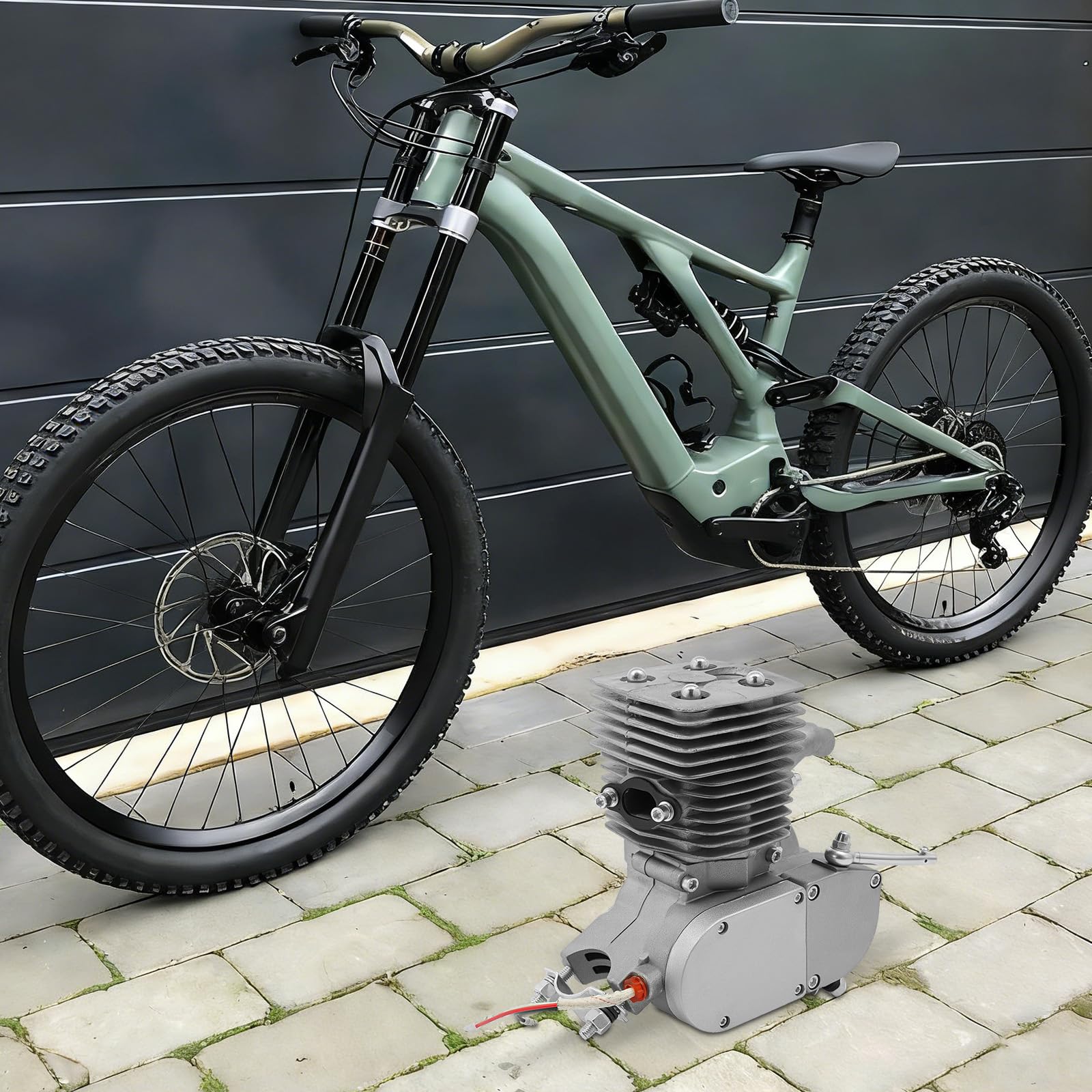 Kit de Motor para Bicicleta 100cc Gasolina 2 Tiempos | Bicicleta Motorizada Completa con Encendido CDI Refrigeración por Aire 45km/h Tanque 2L Capacidad 200kg