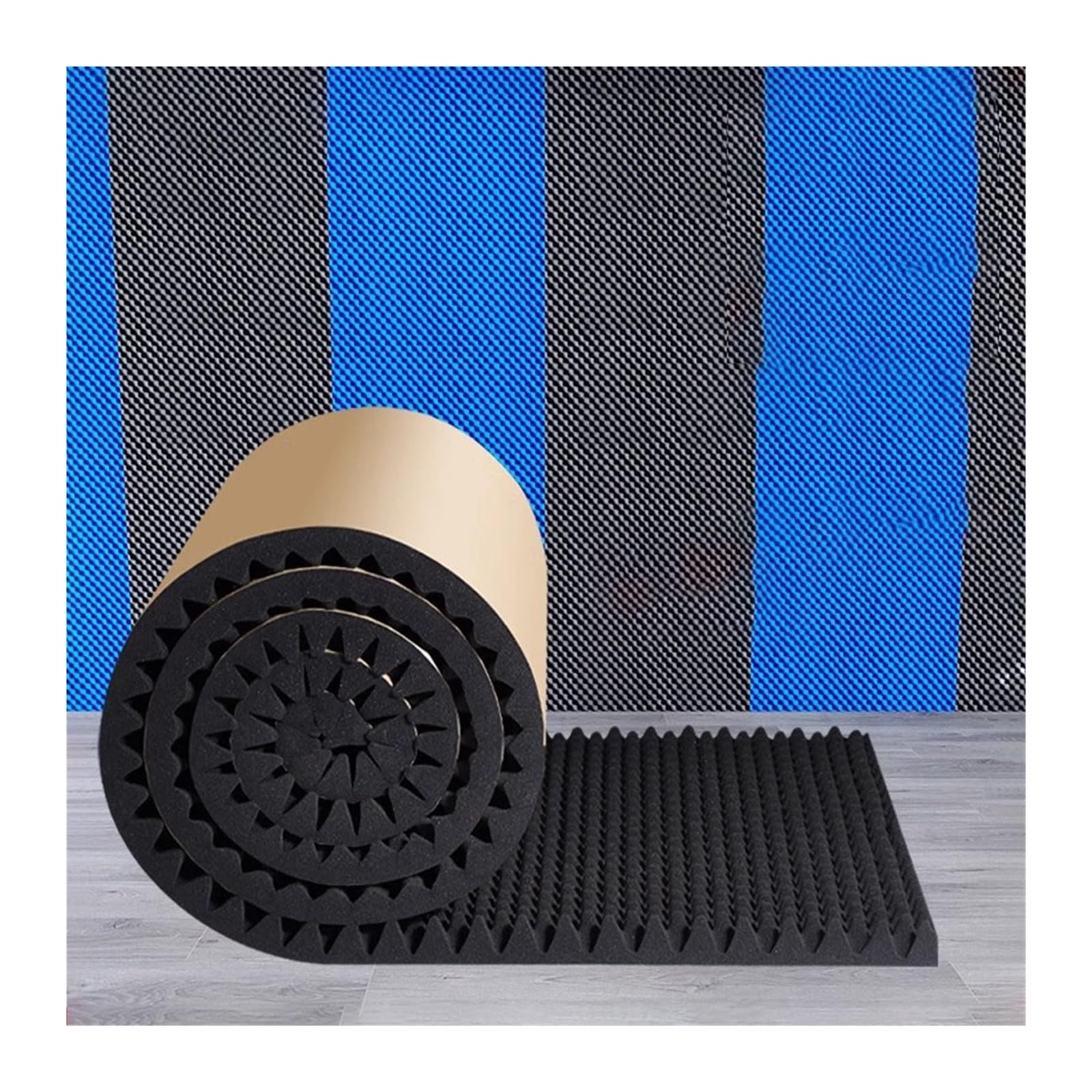 Schallschutzschaum for Geräuschdämmungen, 5 cm Dicke Feuerfeste Schalldämpfung, Selbstklebende Doppelschicht-Schalldämmungsmatte(Black,3m)