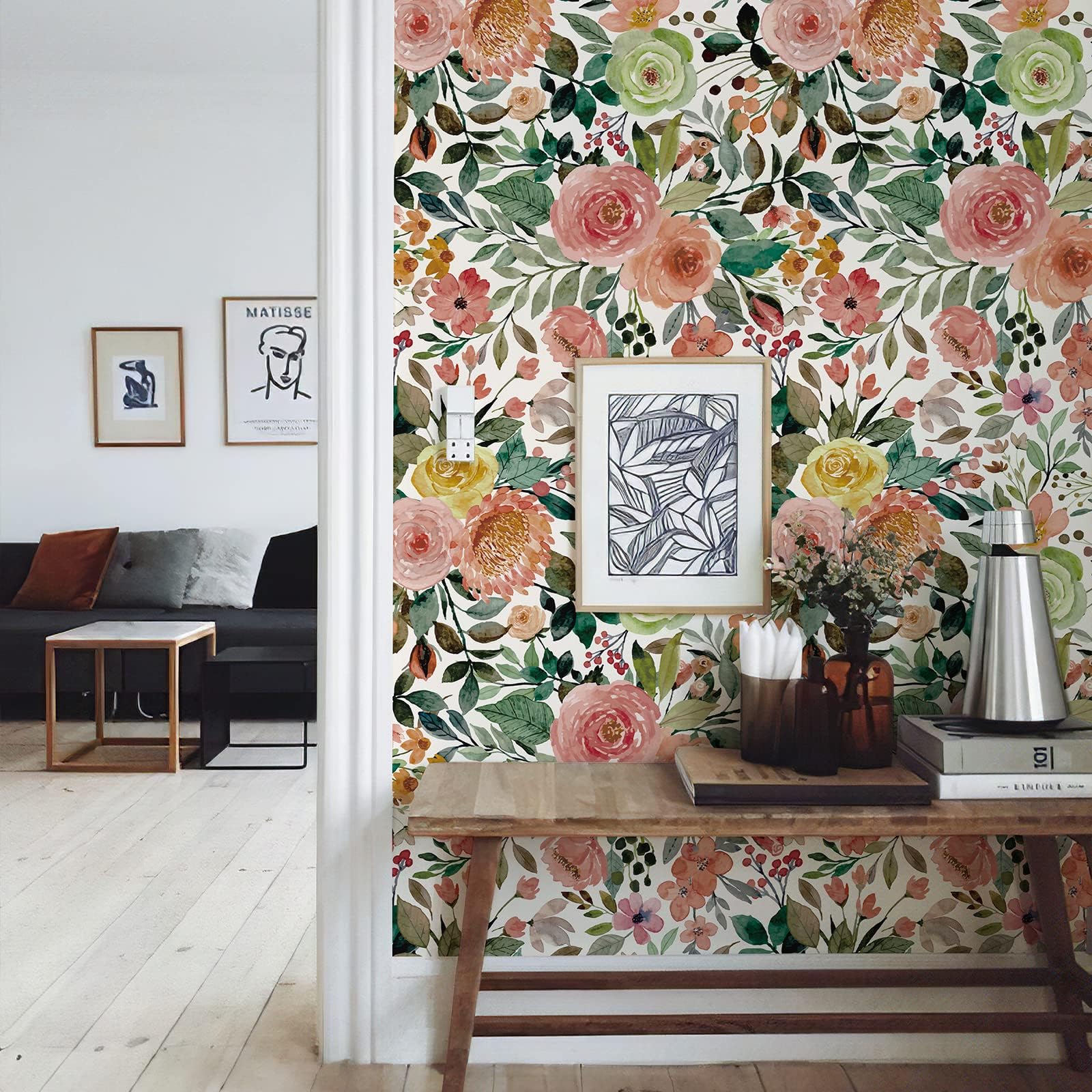 JiffDiff Papier Peint Bohème à Décoller Et à Coller - 43,9 X 304,8 Cm