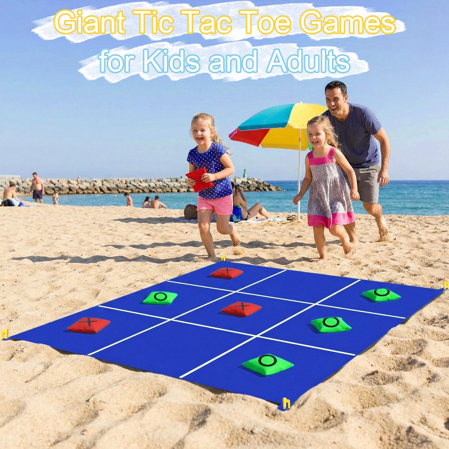 Juego Gigante De Tres En Raya Con Lanzamiento De Sacos – Madera Y Plástico, 38,5x33x11,5 Cm, Para 2-4 Jugadores, +5 Años