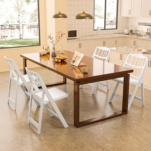 Miniatura 2 de VINGLI Silla plegable de plástico de resina blanca con asiento acolchado, silla de plástico plegable con capacidad de peso de hasta 350 libras,