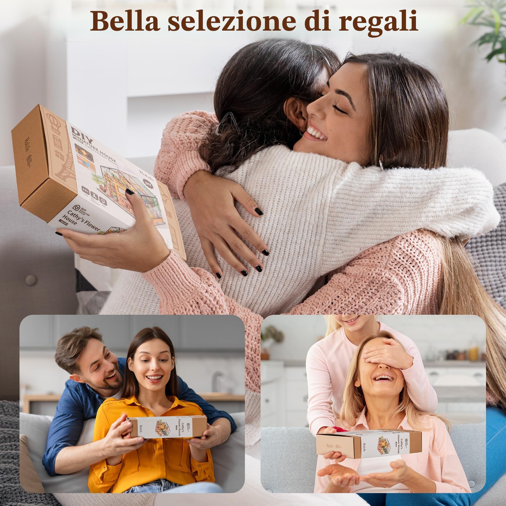 Rolife - Kit per casa delle bambole in miniatura fai da te, scala 1:24, con serra in legno e mobili in miniature, per donne, bambine, bambini, regalo per compleanno, Natale e San Valentino