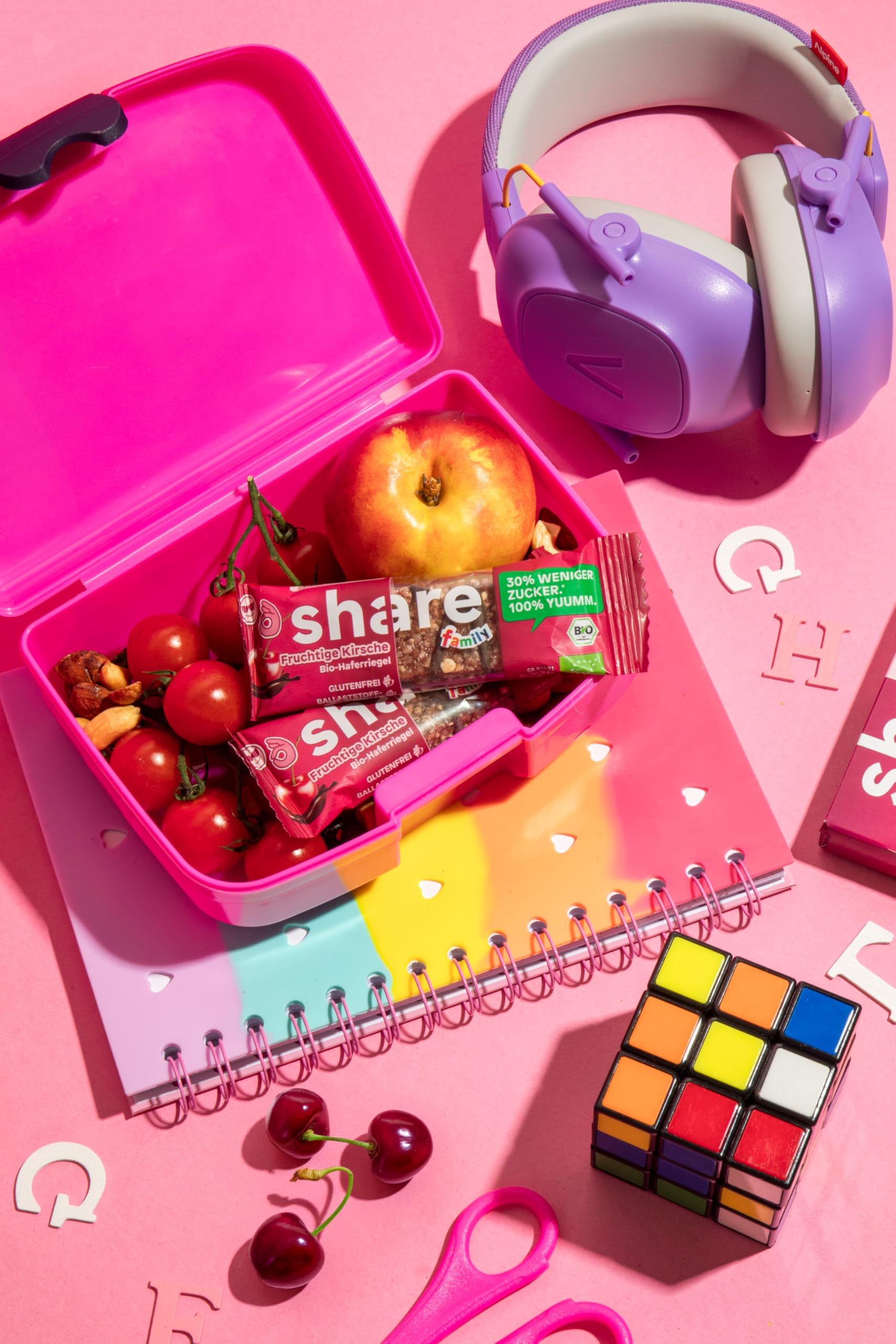 share Family Bio Bar Fruchtige Kirsche Haferriegel 12x(3x25g) | Vegan, Glutenfrei, Zuckerreduziert, Ballaststoffreicher Müsliriegel Snack für Kinder – Jeder Kauf spendet
