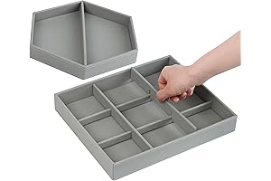 Organizer Tray 2 Set with 11 Adjustable Compartments Faux Leather Jewelry Organizer for Women