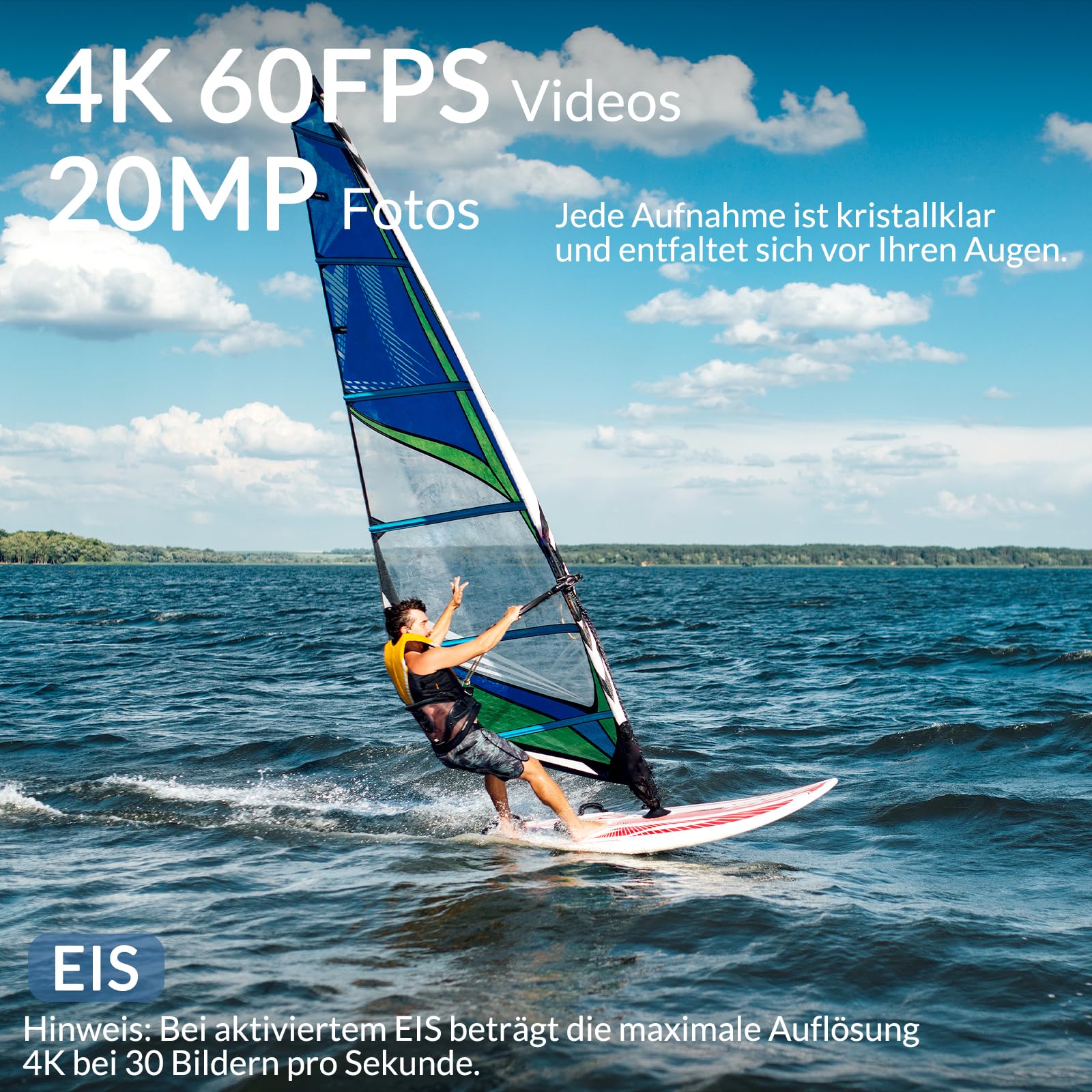 icefox Action Cam 4K 60FPS 20MP Unterwasserkamera EIS 5-fach Zoom WLAN-Fernbedienung wasserdicht