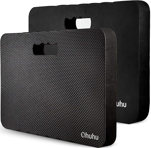 Ohuhu Rodilleras gruesas de alta calidad, paquete de 2 alfombrillas grandes y cómodas de jardinería con 2 superficies diferentes, rodilleras extra