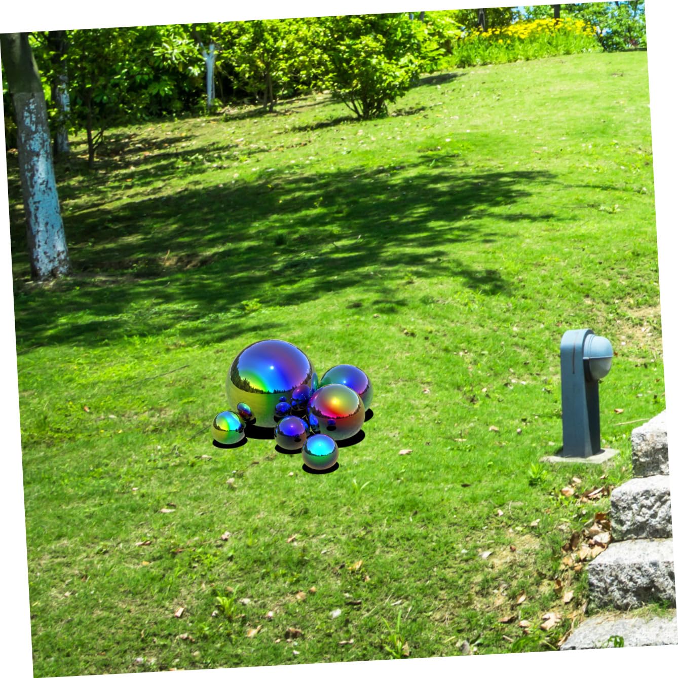 SHINEOFI Sfere Specchiate Riflettenti da Giardino in Acciaio Inossidabile 6 Pezzi Sfera Decorativa Vuota Ornamento Elegante e Lucido per Esterno