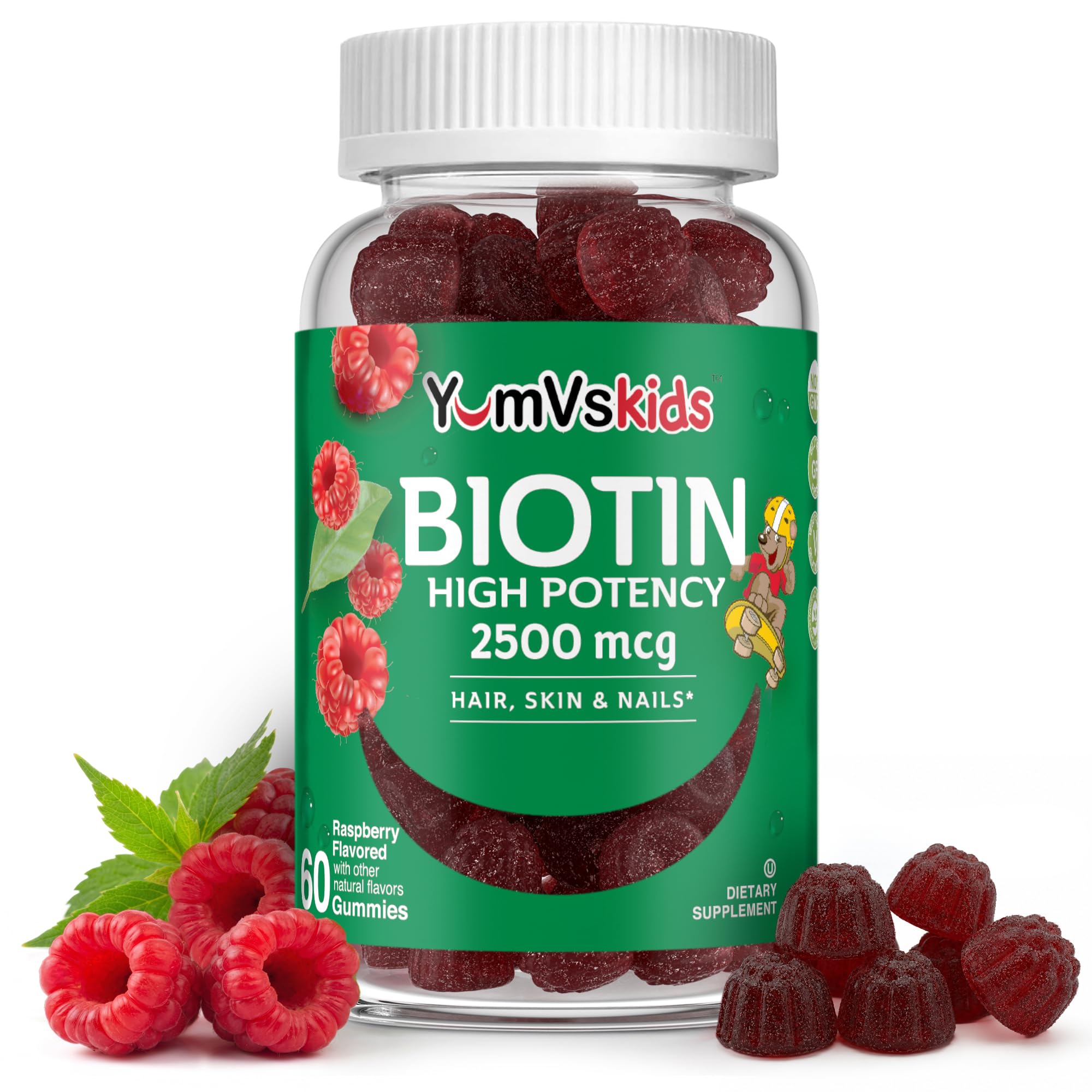 YUM-V'S Kids Biotin Gummies 2500 mcg, Berry (60 Count)