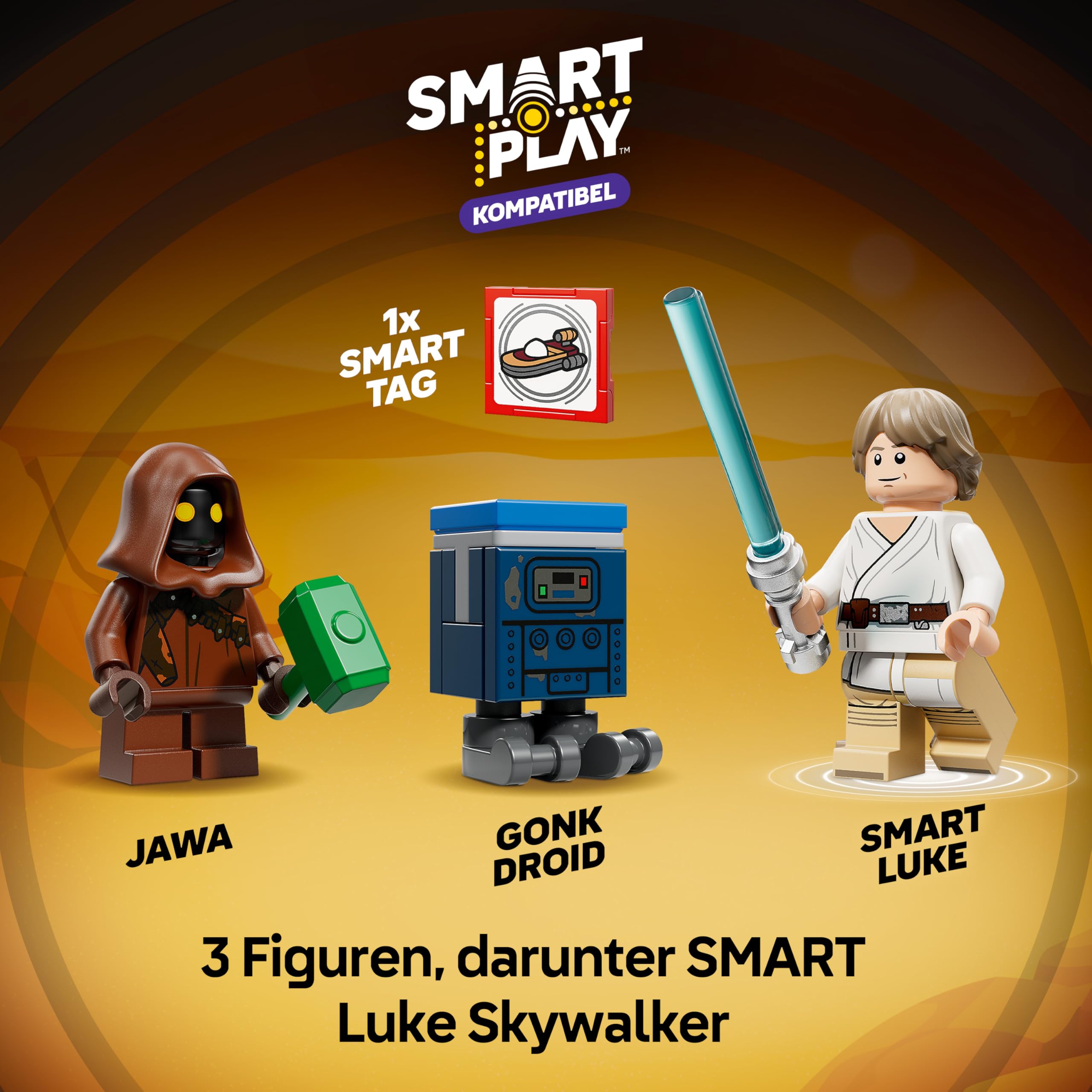 LEGO Star Wars 75420 SMART Play: Lukes Landspeeder - Kompatibles Interaktives Spielzeug inkl. SMART Tag und Luke Skywalker Minifigur - Geschenkidee für Jungen, Mädchen & Erwachsene Fans ab 6 Jahren
