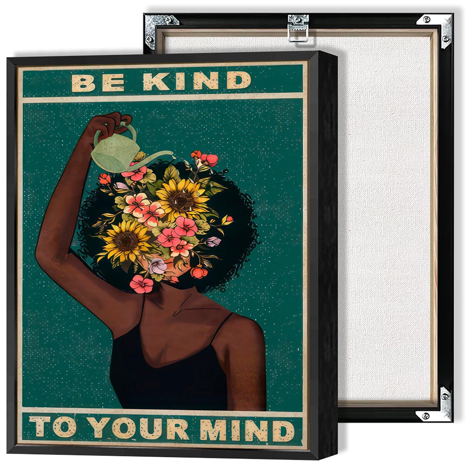 Dcvjiy Retro Be Kind To Your Mind Poster Fashion Black Girl Wall Art Lose Your Mind Prints Painting Positivity Mental Health Quote Art Floral Girl