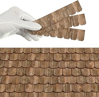 Dollhouse Wooden Roof Shingles, Dollhouse Miniature Roofing, Set of 25 Strips, REDUCIO! (Amber Wood)