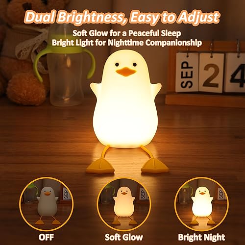 Miniatura 2 de Duck Night Light, Cute Ducks Gifts, Squishy Silicone Animal Night Lamp for Nursery Bedside with Dimmer & Rechargeable, Gifts for Birthday Holiday