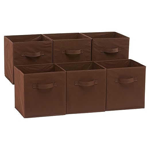AmazonBasics Foldable Square Storage Bins Cubes Organizer, 6Pack