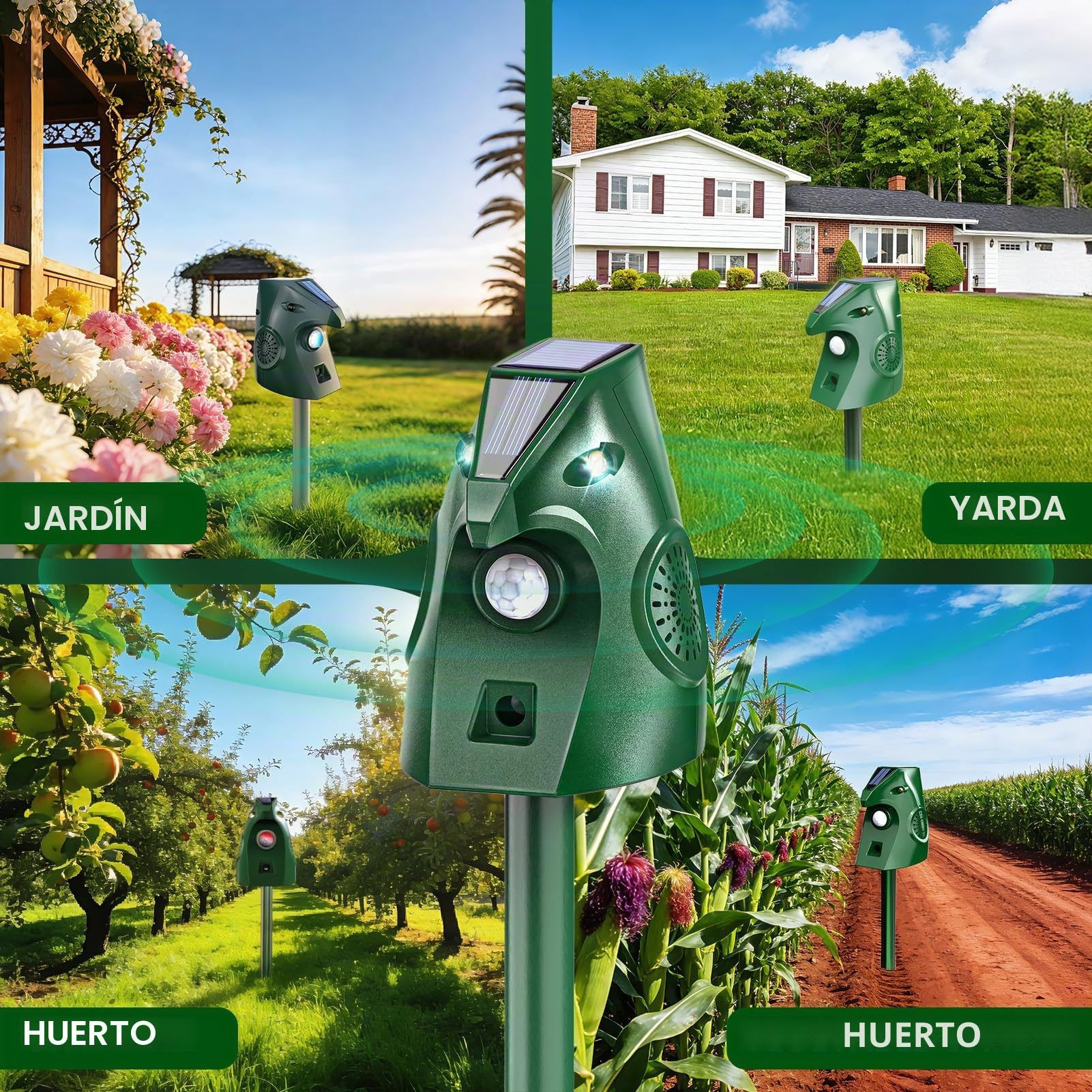 Repelente Gatos, 2 Modos Ultrasónicos Ahuyentador Gatos con Luz Intermitente, Ahuyentador de Gatos Exterior con Energía Solar e Impermeable, Perros, Pájaros, Zorrillos, Ardillas