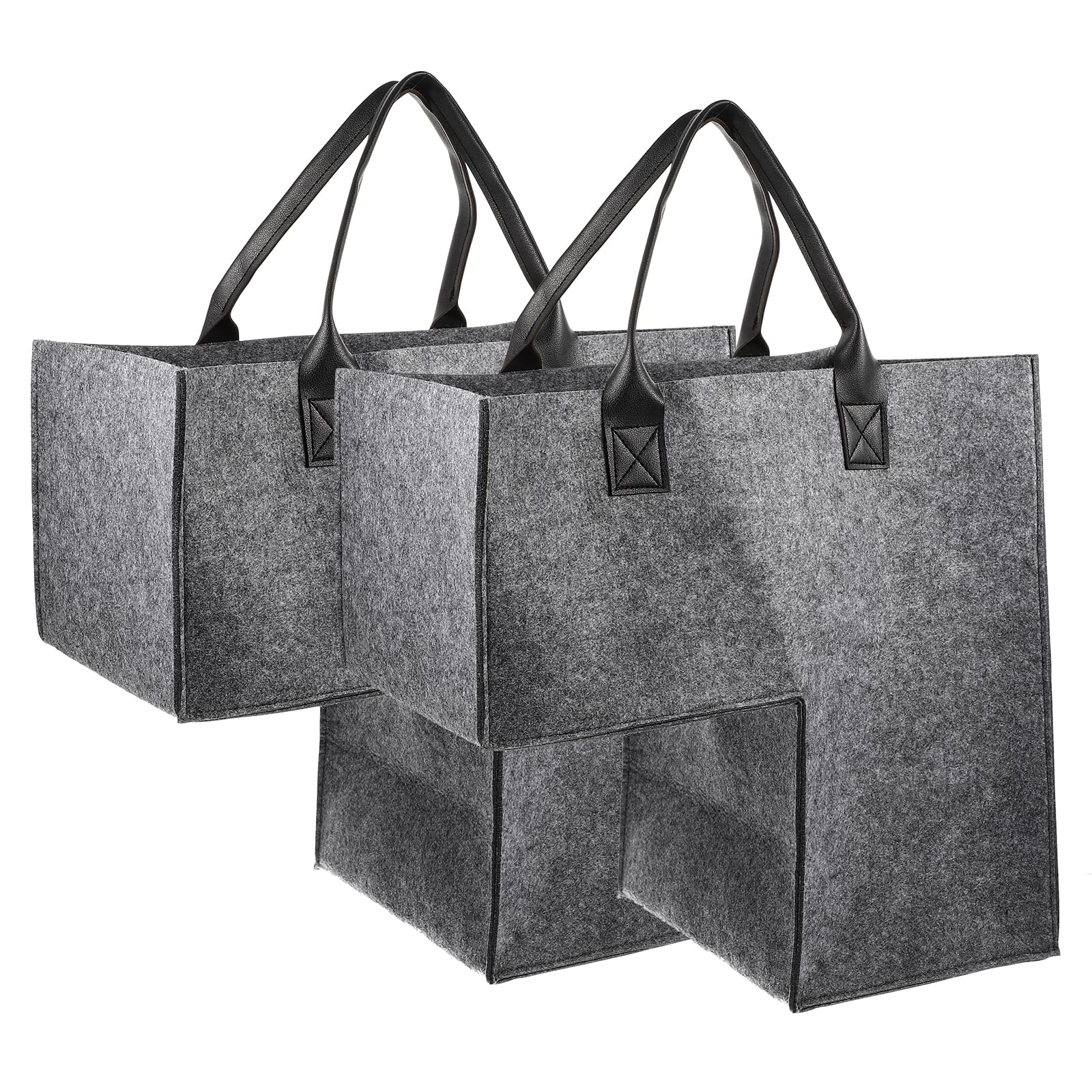 Paniers en feutre pour marches d'escalier KICHOUSE, lot de 2 bacs de rangement gris à grande capacité