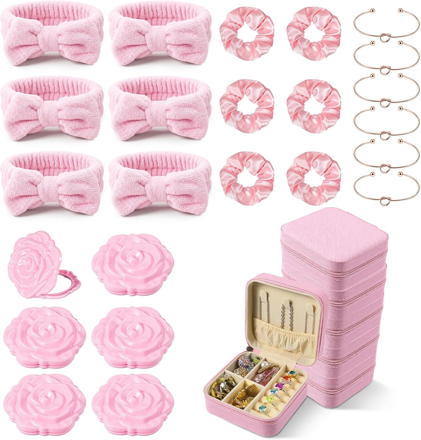 30 Pcs Spa Party Favors Set, Girls Sleepover Party Favor Kit, Pink, Fabric