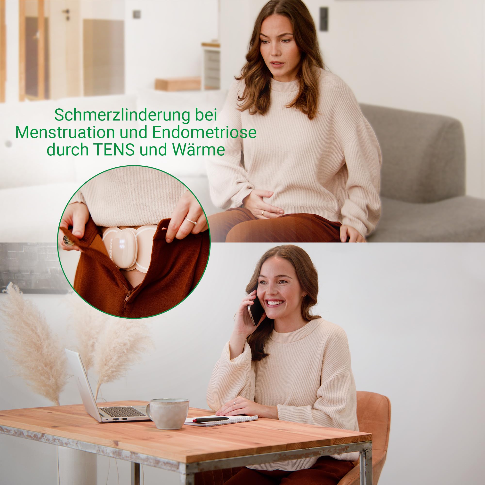 Medisana TT 250 TENS Gerät zur Schmerztherapie bei Periodenschmerzen | Mit Wärme, Schmerztherapie mit Elektroden Wärmepads gegen Schmerzen durch Periode und Endometriose, zur Muskelentspannung