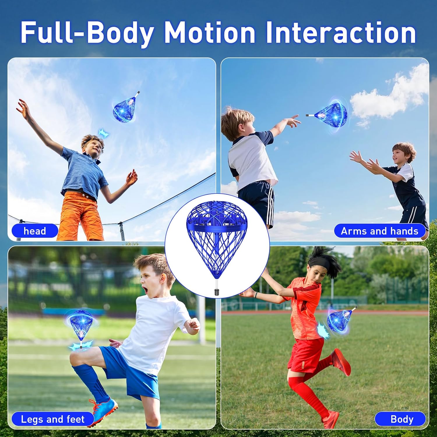 Flying Bouncing Ball Toys 2025 - Cosmic Galaxy Hove Orb Ball Hand Controlled Leap Drone with LED Lights, 3D Flips Cool Spinner Outdoor Indoor Toy Gifts for 6 7 8 9 10+ Year Old Boys Girls Teens (Blue) - Image 5