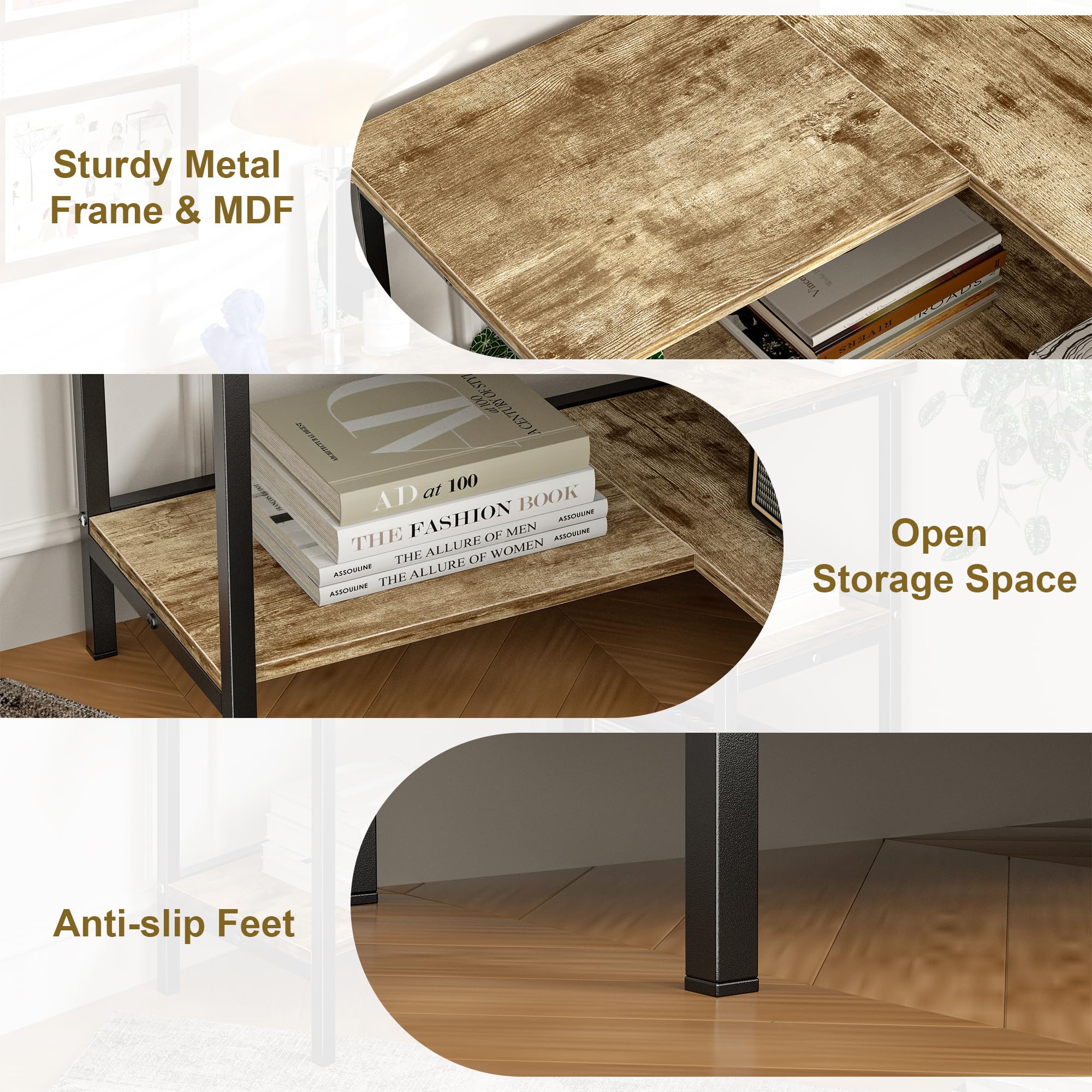 Amazon.com: VECELO Corner Cabinet Table with 3 Tier Open Shelf