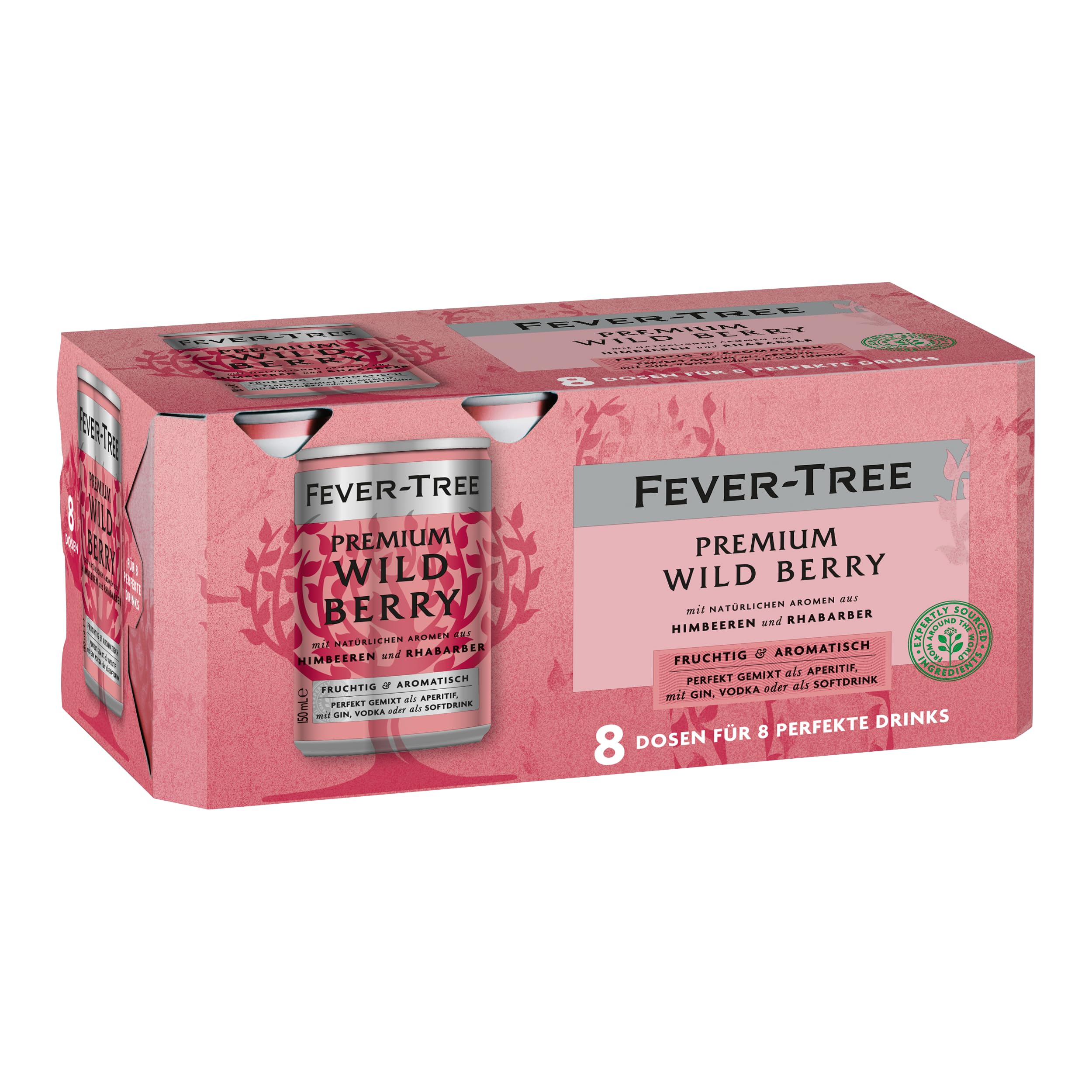 FEVER-TREE | Premium Wild Berry | Mit natürlichen Aromen aus Himbeeren und Rhabarber | 8 x 150 ml