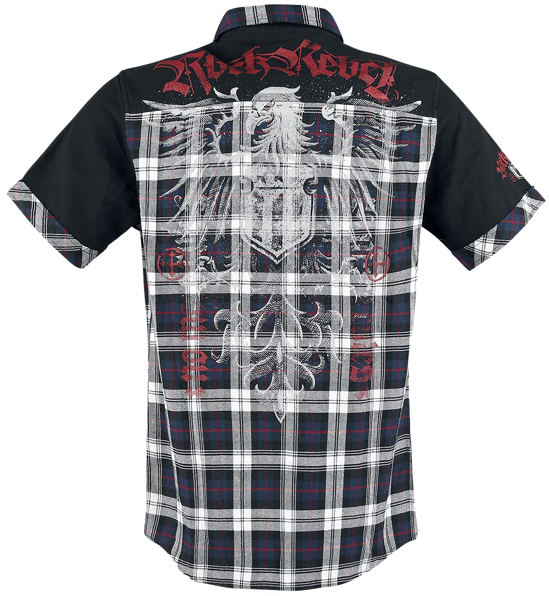 Rock Rebel by EMP Herren schwarz-weißes Hemd mit Karo Muster und Patches
