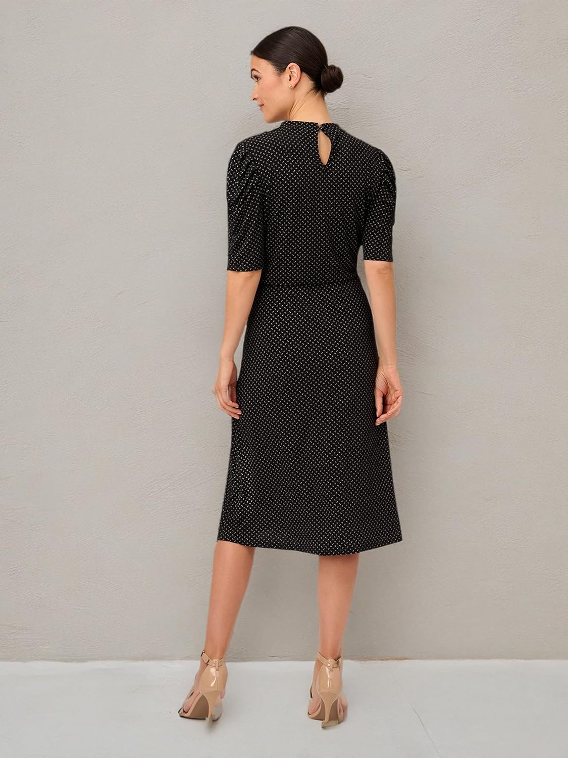 Adrianna Papell Womens Ruffle Neck Short Sleeve Dress - Image 6