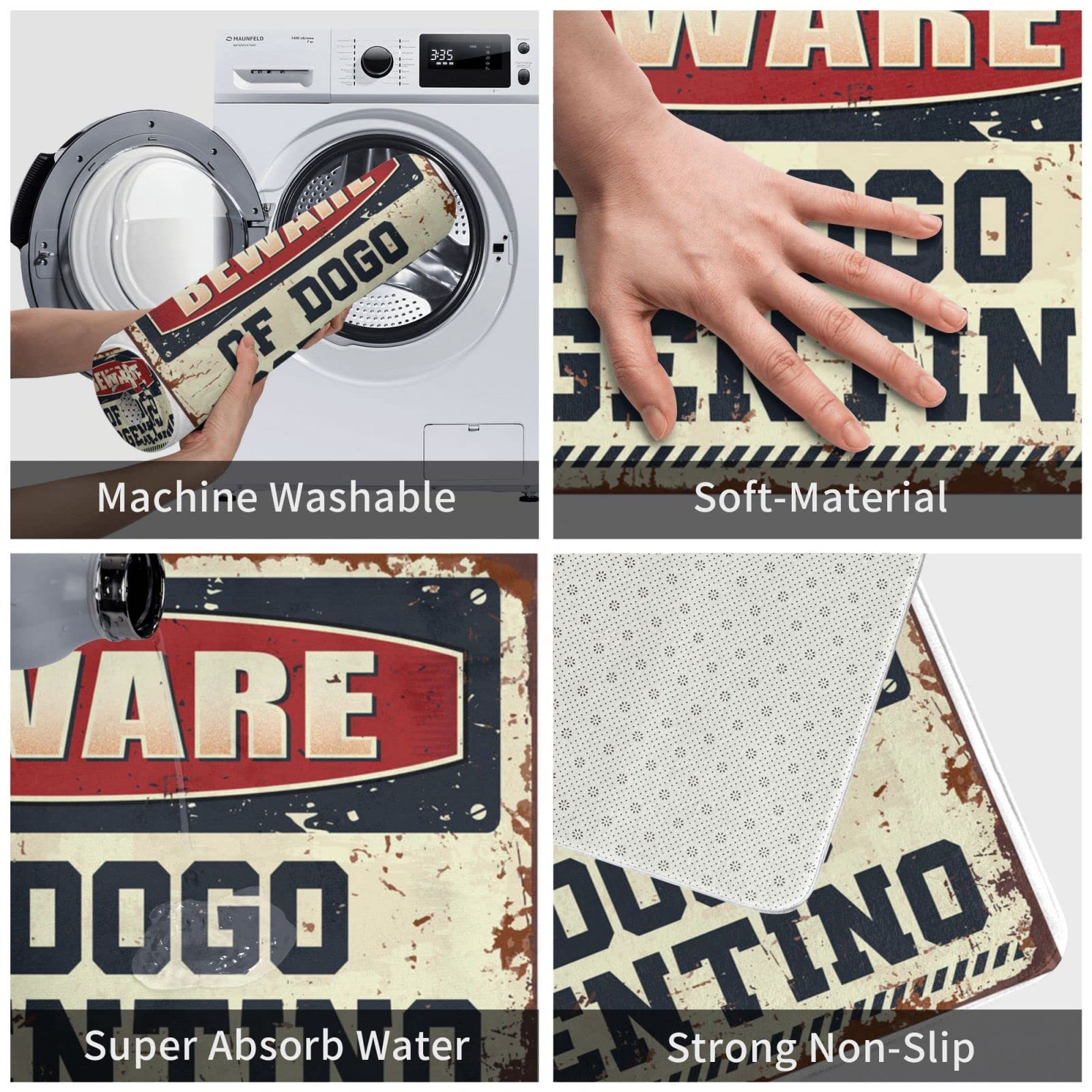 Maty pod drzwi wejściowe do wewnątrz, 'Beware of Dogo Argentino', wycieraczka, maty do drzwi wejściowych, na zewnątrz, do jaskini męskiej, rzeczy (65 x 90 cm)