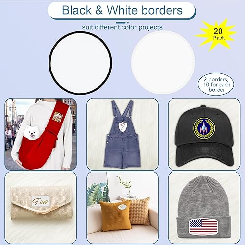 Miniatura 2 de Parches de sublimación  40 piezas de parches grandes para planchar con borde negro  Insignias adhesivas fuertes mejoradas para proyectos de