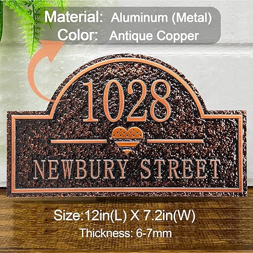 Vista 20 de Placa de dirección personalizada para vivienda con números fundidos de 12 pulgadas para exteriores, placa de identificación de dirección clásico-04