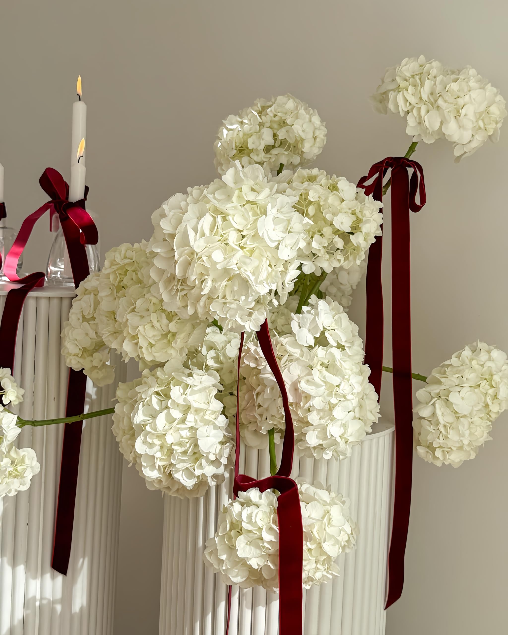 Lot De 5 Nœuds à Double Couche En Velours Bordeaux Faits à La