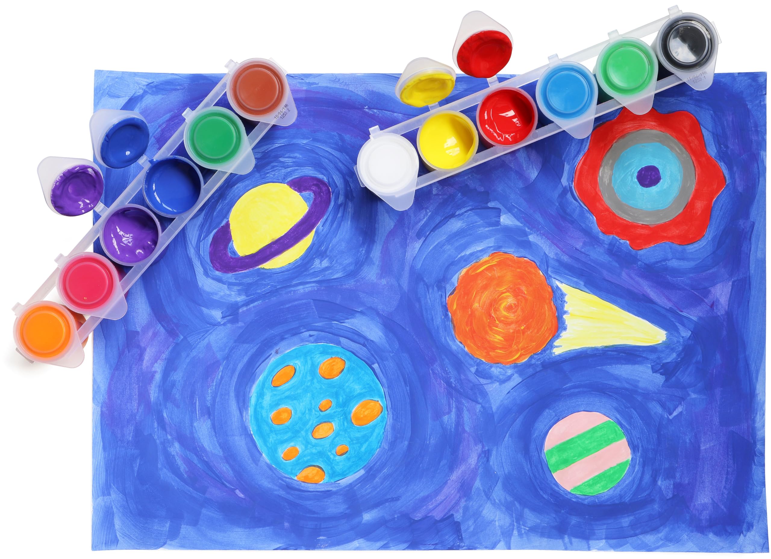 PRIMO - Tempere Lavabili per Bambini +3 Anni, 12 Colori per Bambini 25 ml in Vasetto Validi come Colori per Tessuti e Lavoretti Creativi, Pittura per Tessuti, Carta e Vetro, Colori a Tempera Coprenti