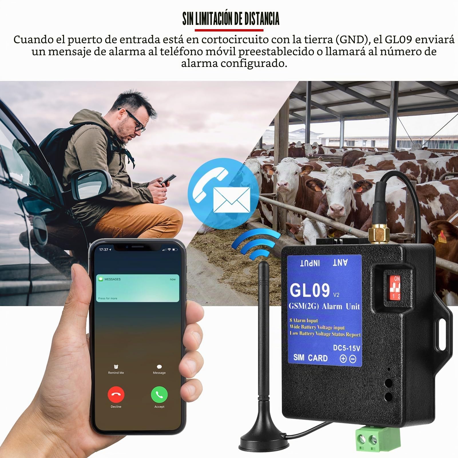 Sistema de Alarma gsm, GL09 Control de Aplicaciones a batería de 8 Canales Sistemas de Seguridad de Alerta por SMS para el hogar y el almacén