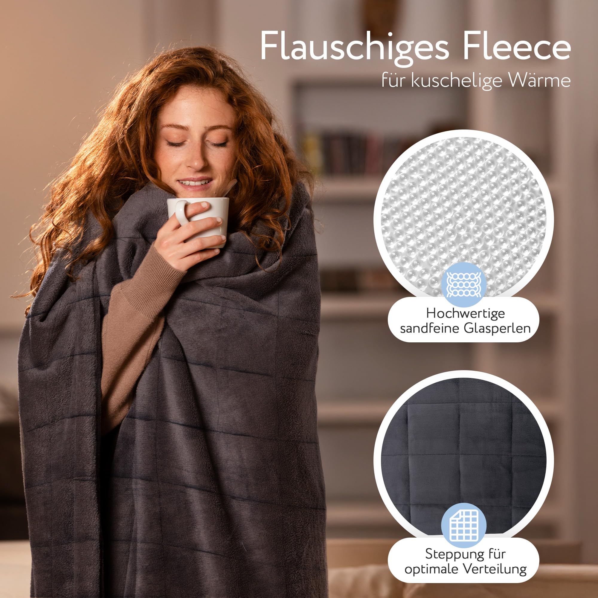 Herlag Gewichtsdecke 6 kg 135x200cm - Schwere Decke zum Schlafen - Anti-Stress Therapiedecke - Gewichtete Bettdecke für Erwachsene & Jugendliche - Körpergewicht 40-90kg