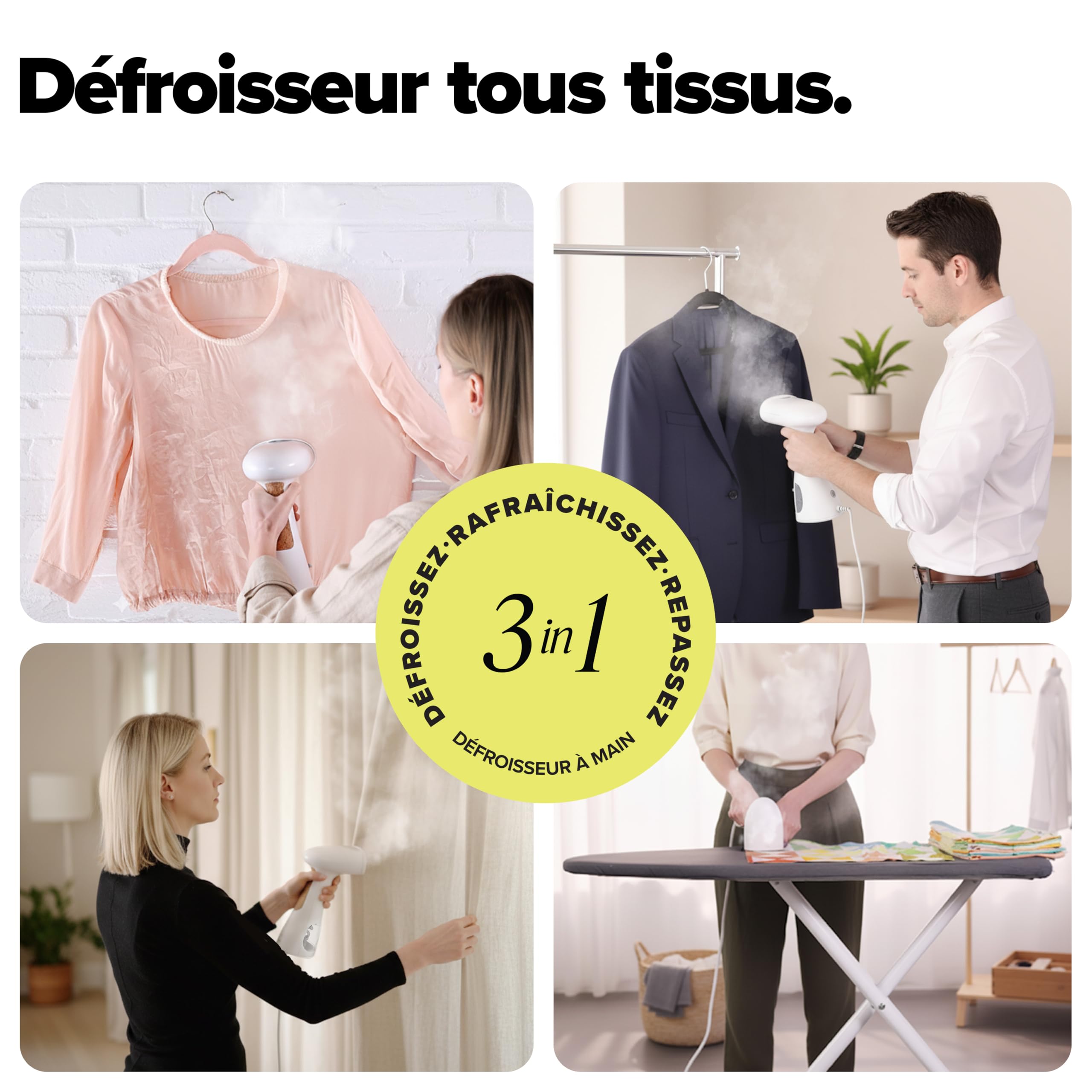 Dupray Voila 3-en-1 Steamer à Main – Défroisseur Portable pour Vêtements, Tissus et Usage Domestique, Compact et portatif