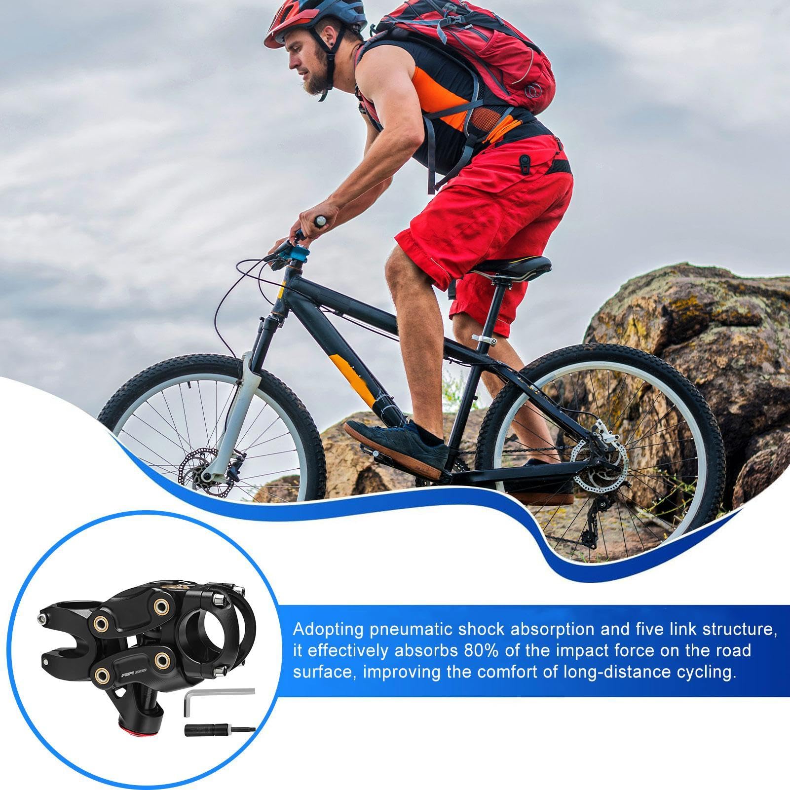 Rower górski, rower górski, podwyżka mocy do kierownicy szosowej, ergonomiczny amortyzator z precyzyjną sprężyną, akcesoria do jazdy na rowerze na świeżym powietrzu