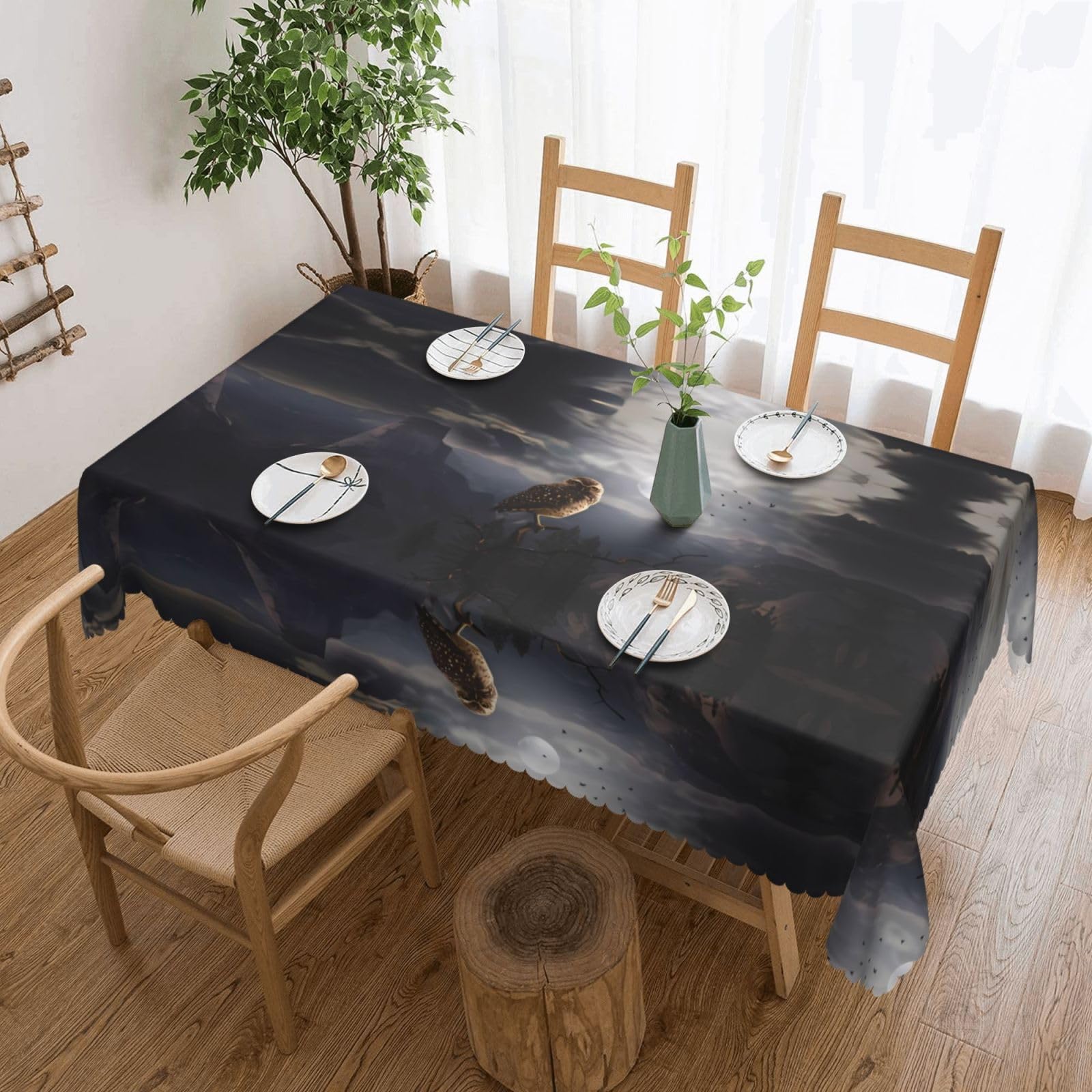 MROWYC Evil Owl Printed tablecloths are suitable for hotels, picnics, and parties, and can effectively protect the tabletop