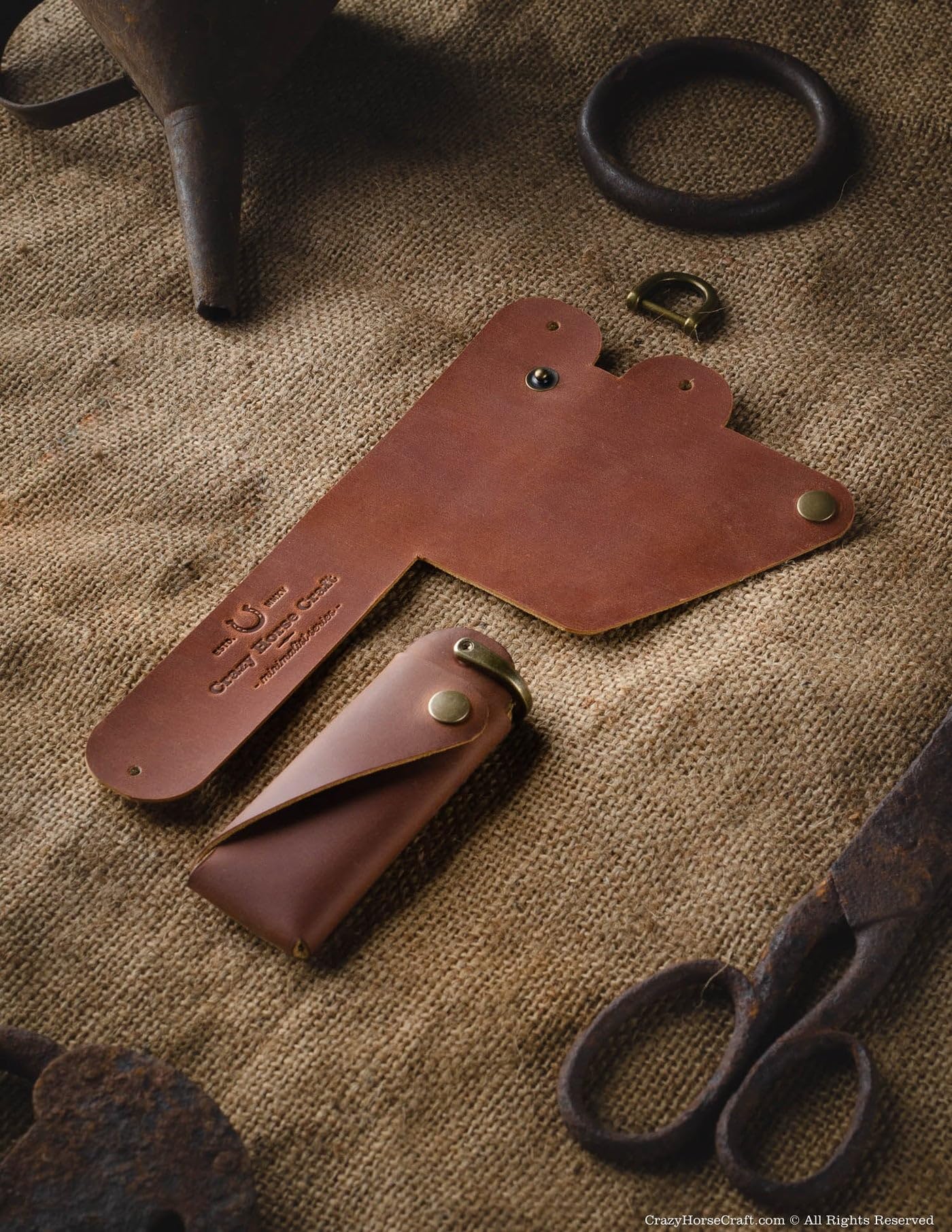 Crazy Horse Craft Geldbörse und Schlüsseletui Leder, Slim Kartenhalter Set