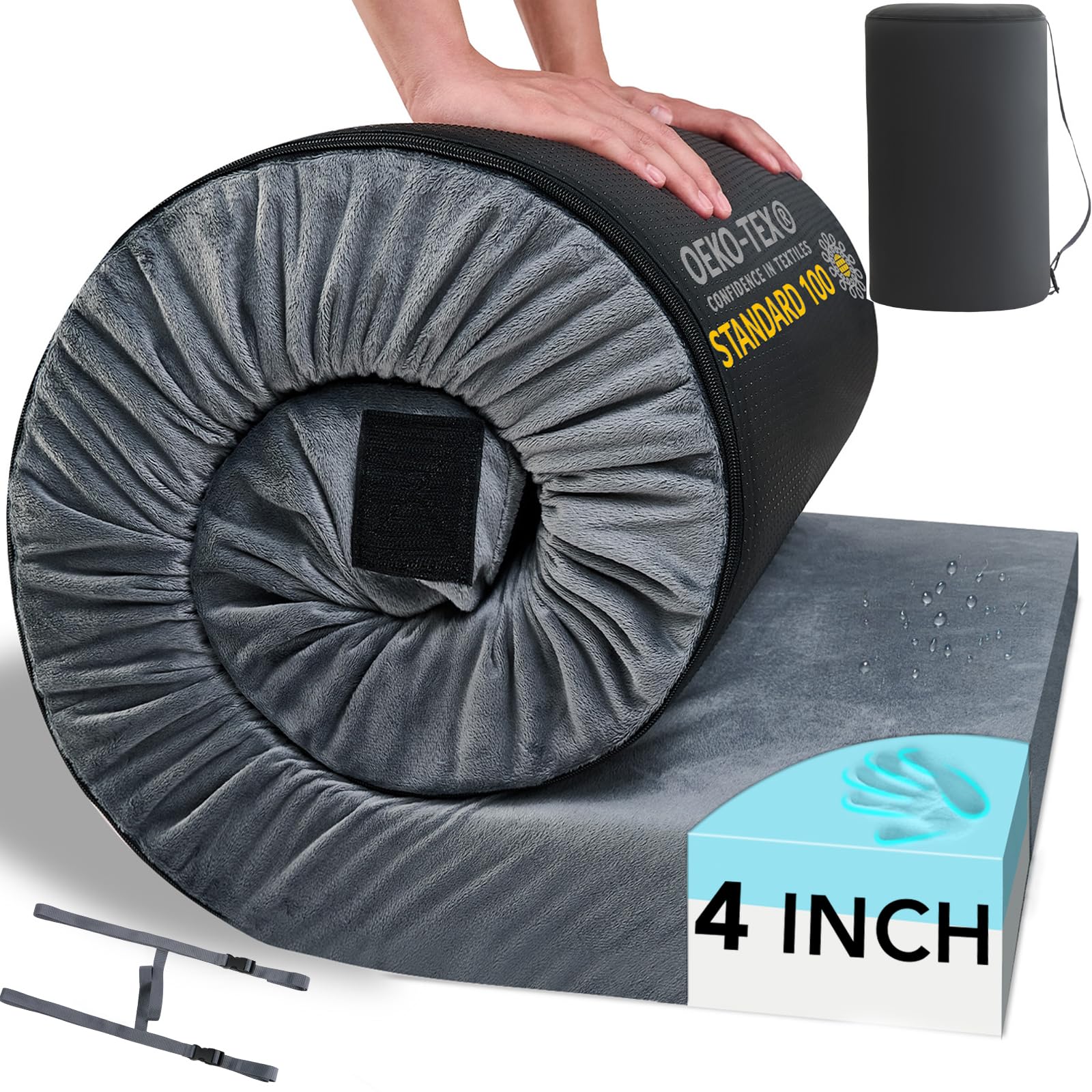 HomeMate 4 Inch Memory Foam Camping Mattress Pad: Portable Car Sleeping Pad